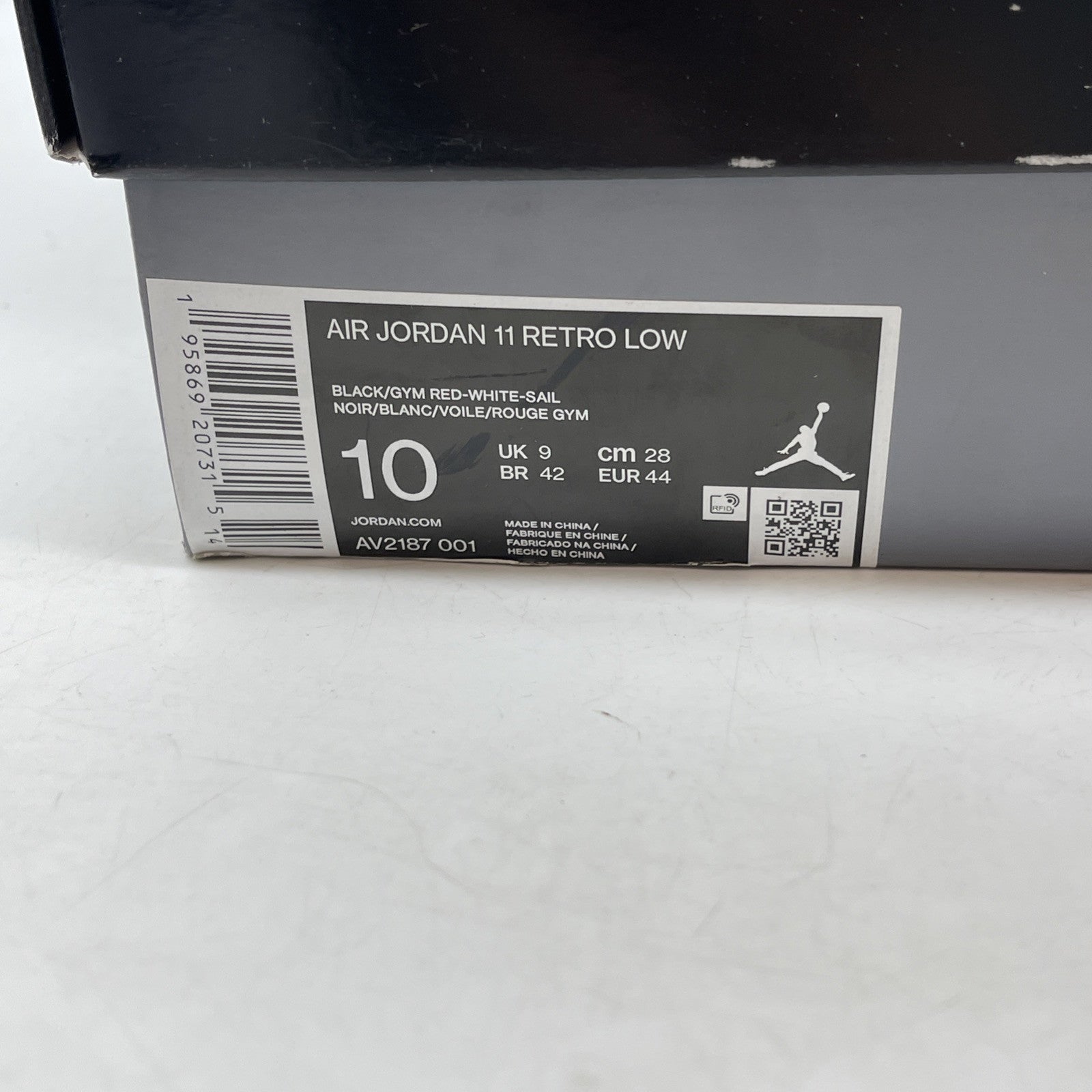 Size 10 - Jordan 11 Retro Low 72-10 Black Grey Red Suede Leather (AV2187-001)