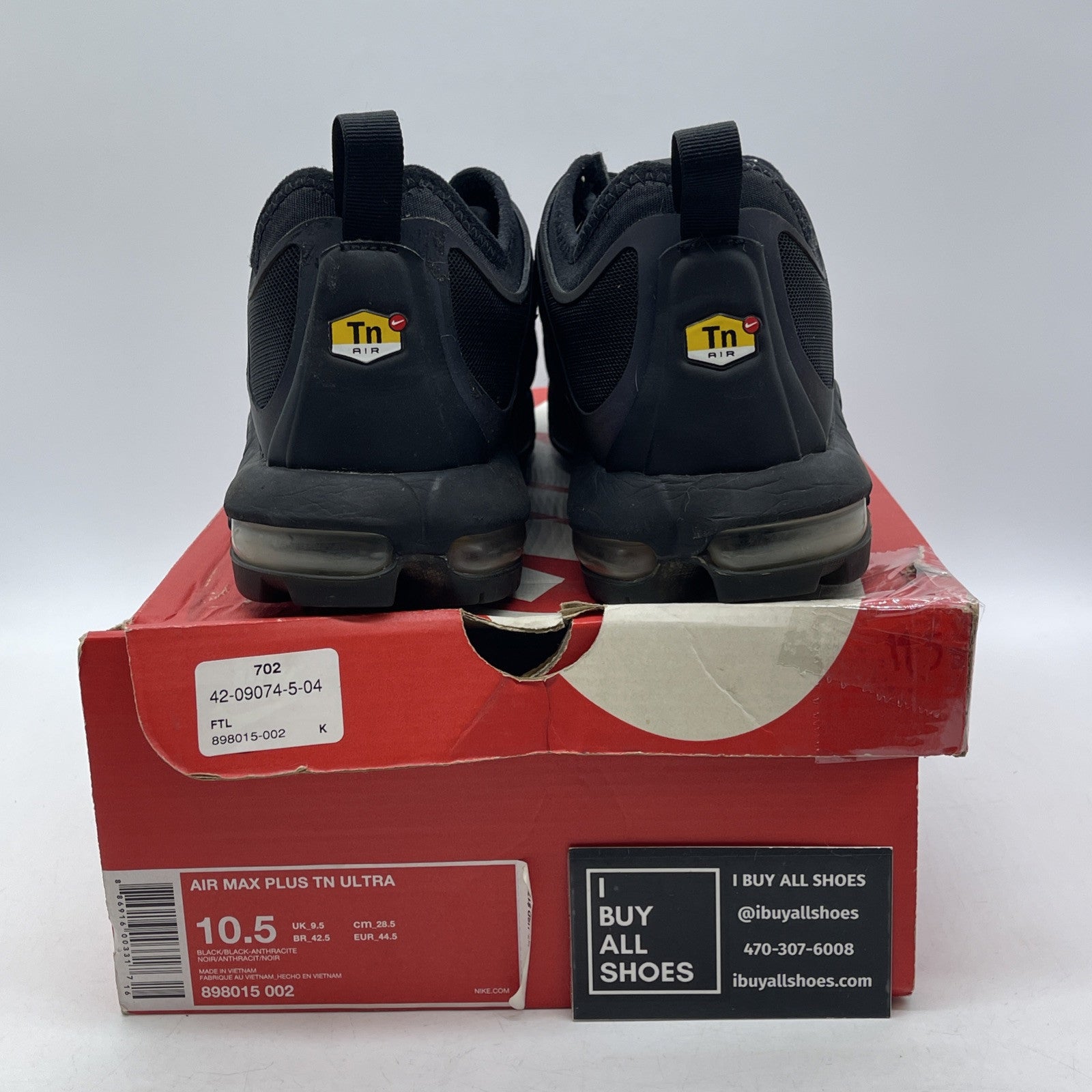 Size 10.5 - Nike Air Max Plus TN Ultra Triple Black Suede (898015-002)