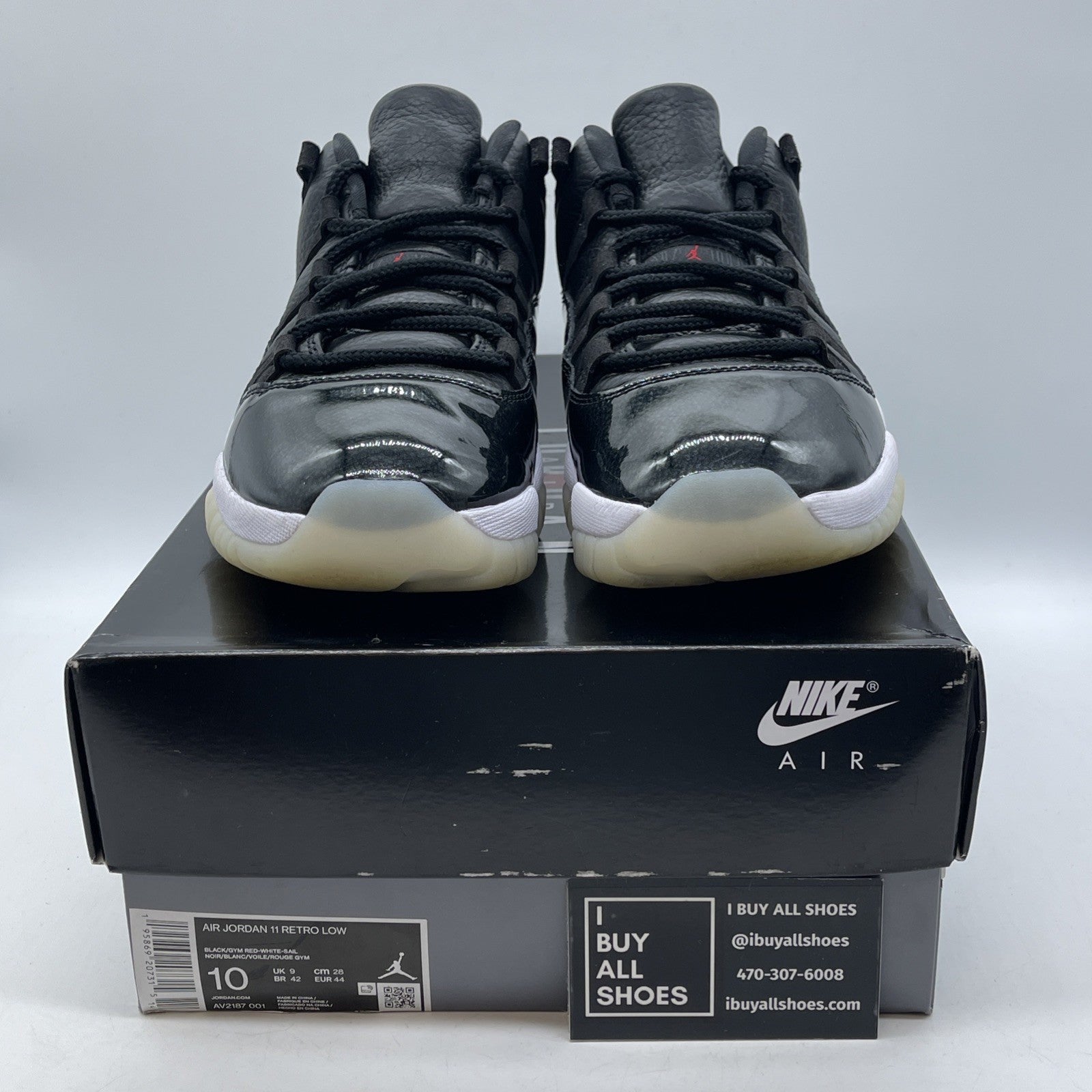 Size 10 - Jordan 11 Retro Low 72-10 Black Grey Red Suede Leather (AV2187-001)
