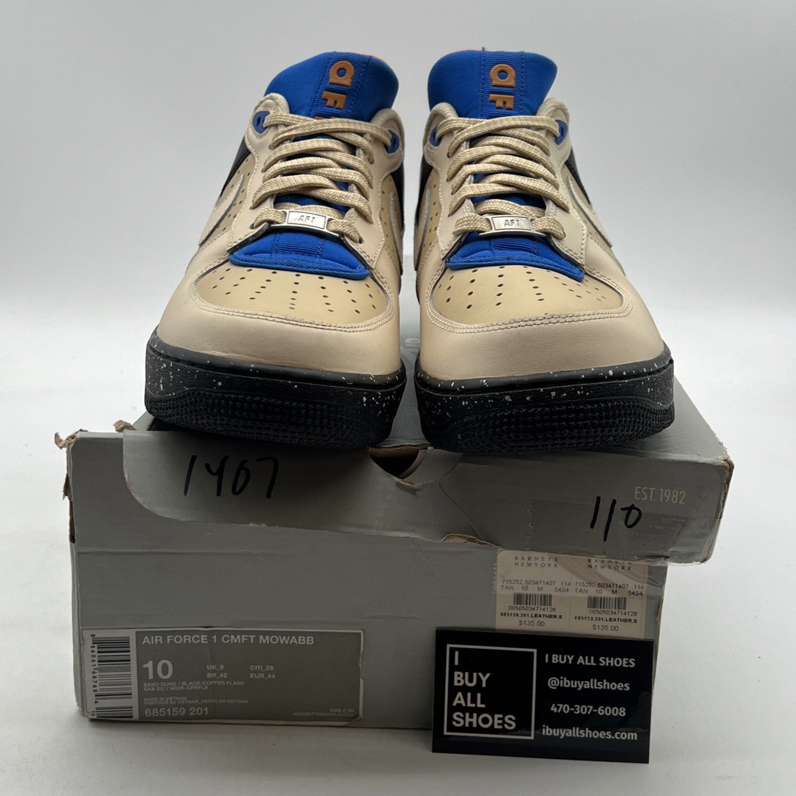 Size 10 - Nike Air Force 1 CMFT Mowabb Brown (658159-201)