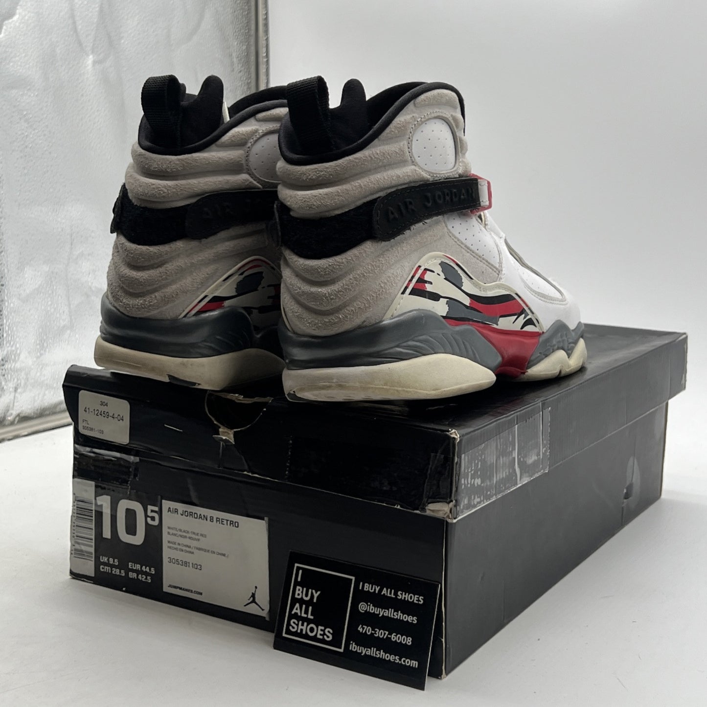Size 10.5 - Air Jordan 8 Retro White 2013 (305381-103)