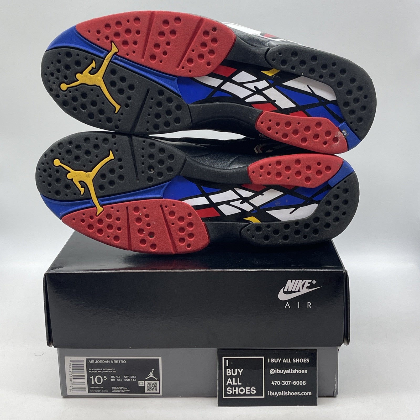 Size 10.5 - Jordan 8 Retro Mid Playoff Red White Black Suede (305381-062)
