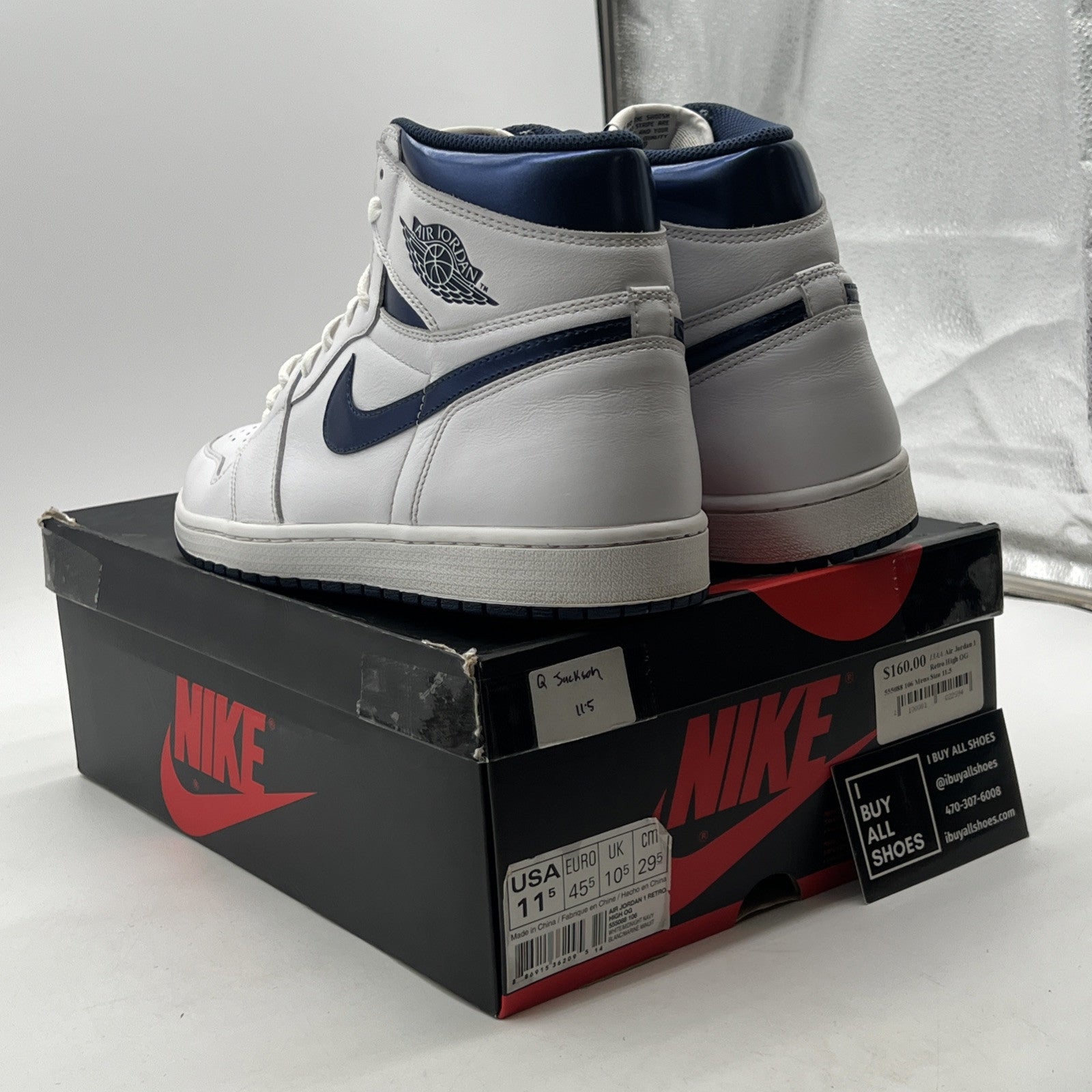 Size 11.5 - Air Jordan 1 Retro OG High Metallic Navy (555088-106)