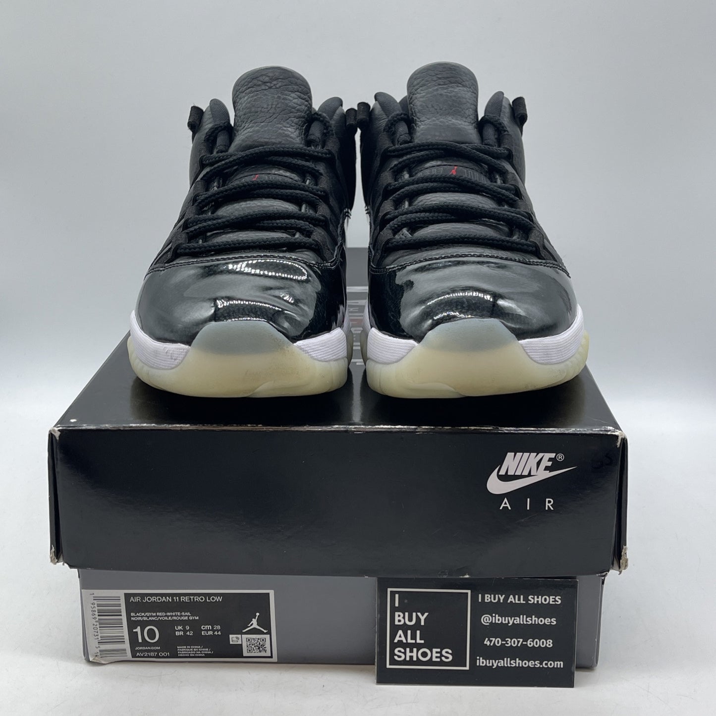 Size 10 - Jordan 11 Retro Low 72-10 Black Red Suede Leather (AV2187-001)