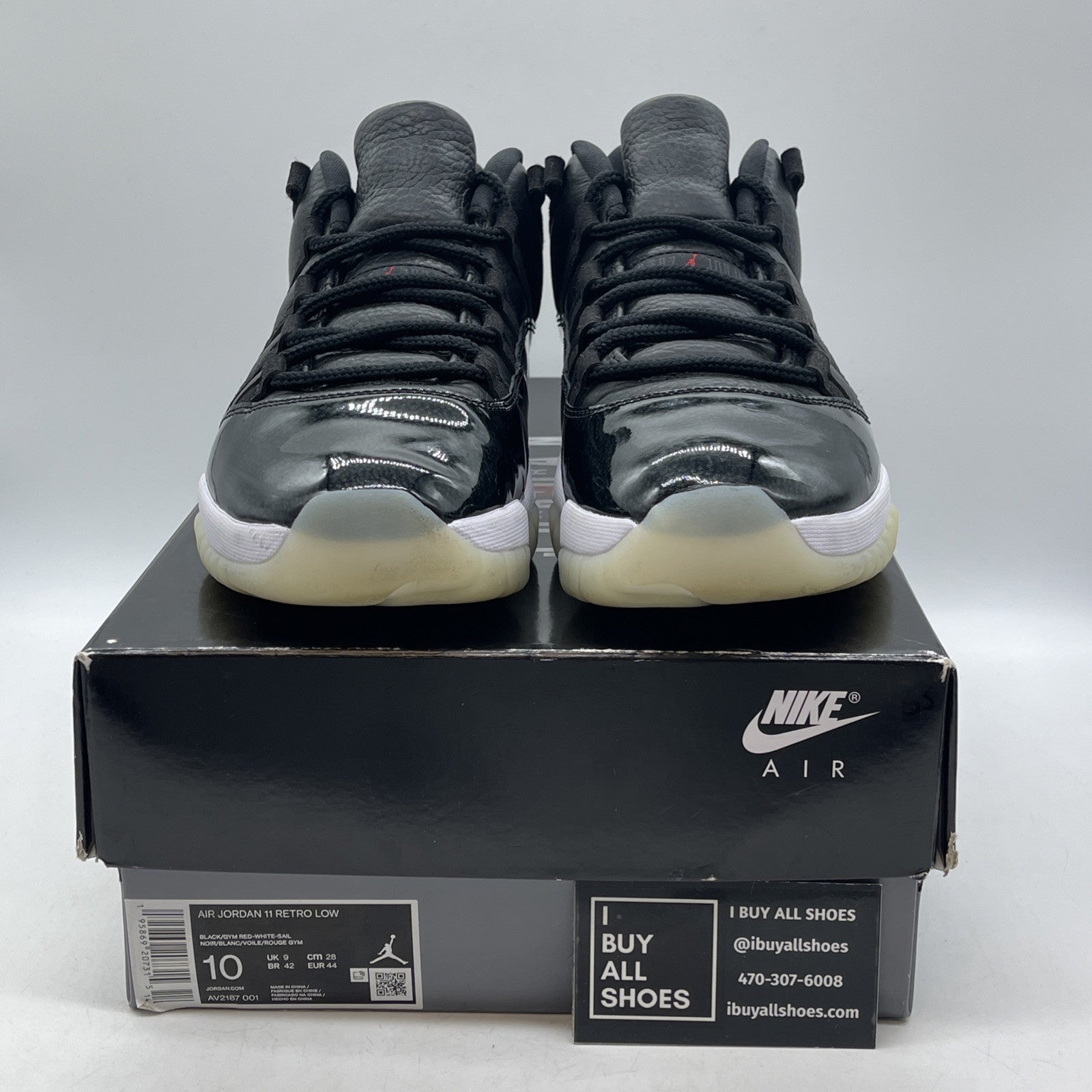 Size 10 - Jordan 11 Retro Low 72-10 Black Red Suede Leather (AV2187-001)