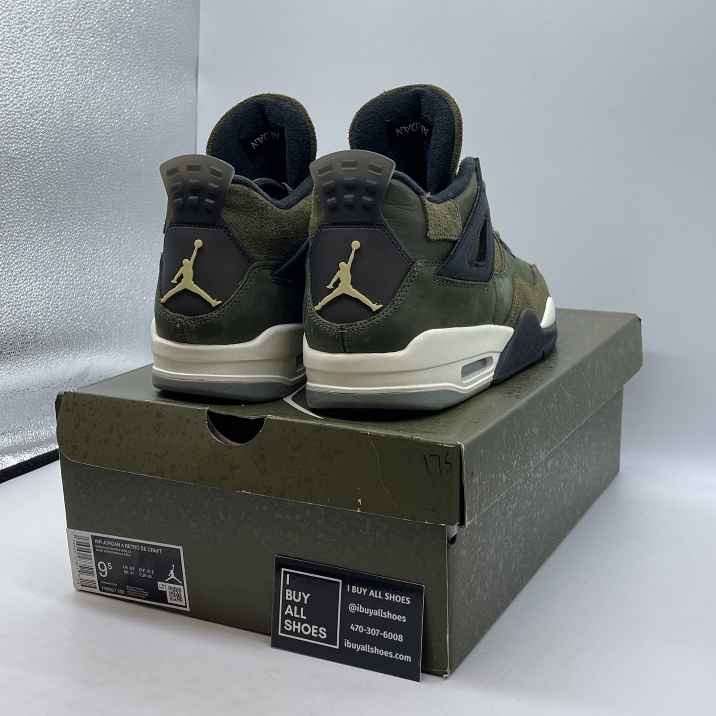 Size 9.5 - Jordan 4 SE Retro Low Craft - Olive Black Suede Leather (FB9927-200)