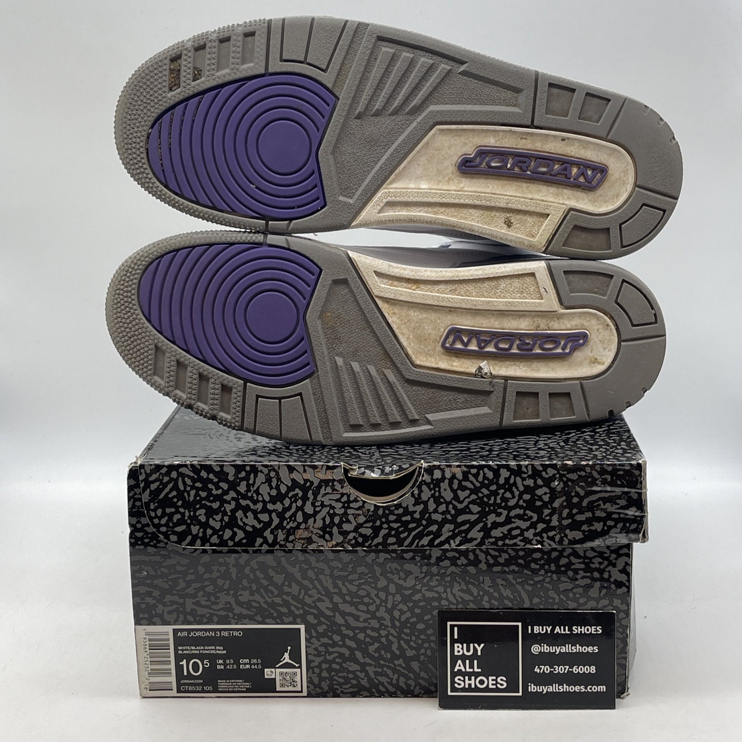 Size 10.5 - Jordan 3 Retro Mid Dark Iris White Grey Suede Leather (CT8532-105)