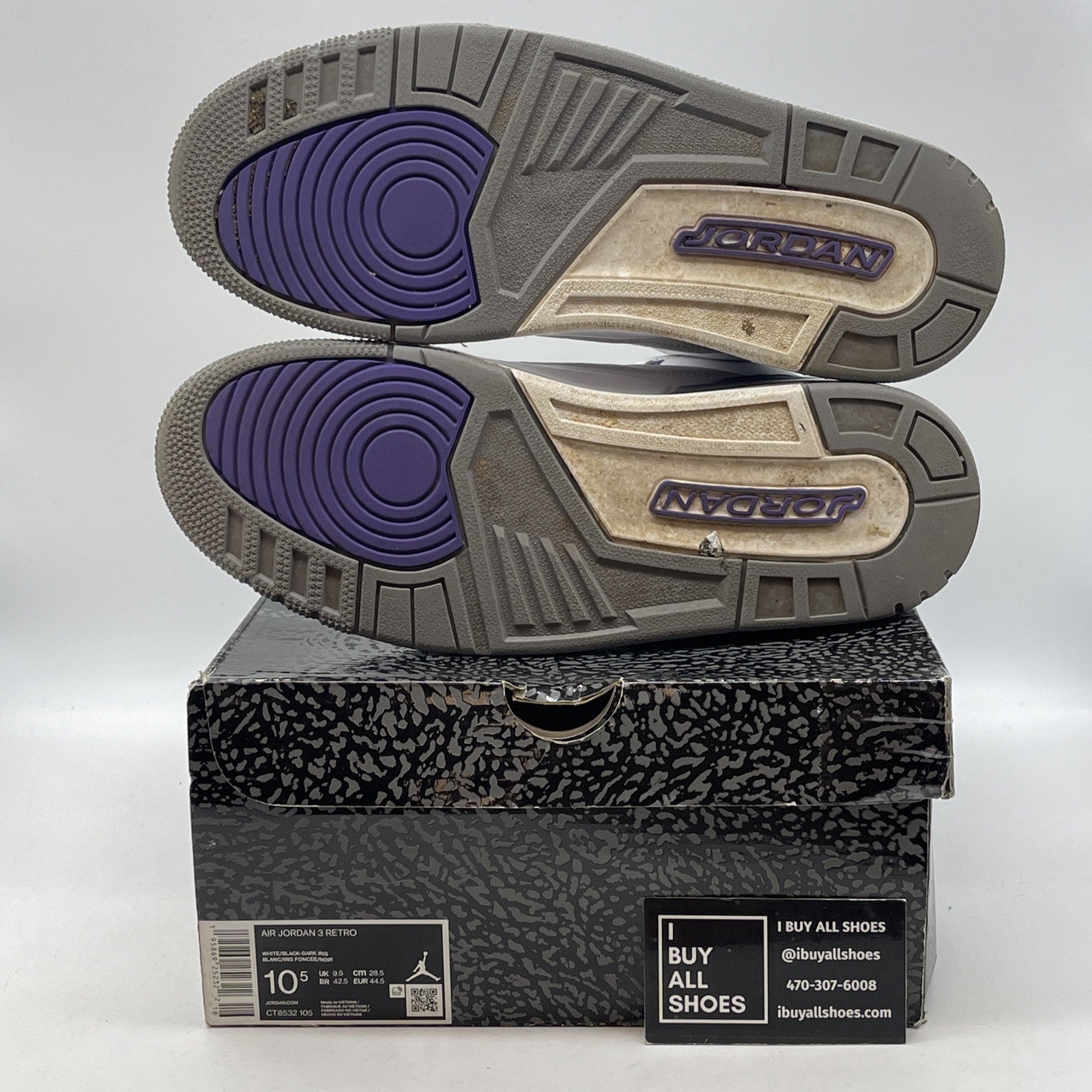 Size 10.5 - Jordan 3 Retro Mid Dark Iris White Grey Suede Leather (CT8532-105)