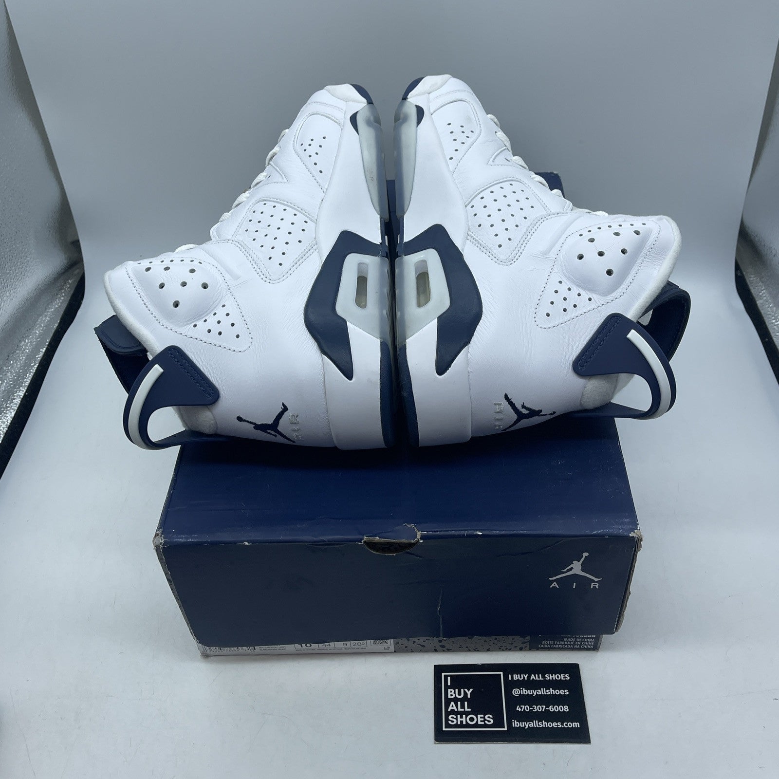 Size 10 - Jordan 6 Retro Midnight Navy White Leather Suede (CT8529-141)