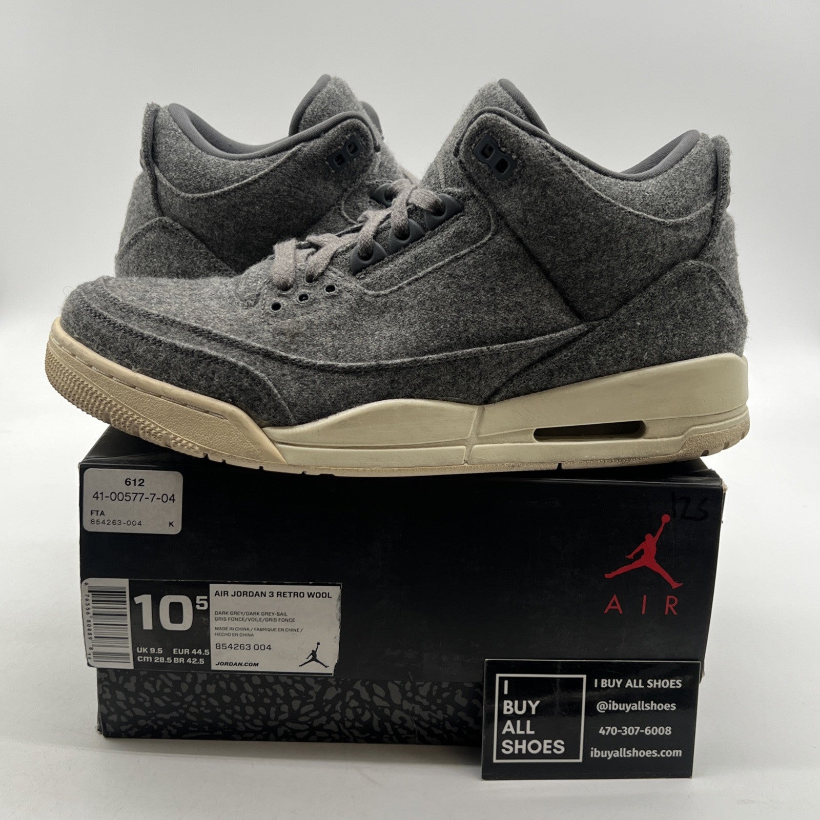 Size 10.5 - Air Jordan 3 Retro Wool (854263-004)