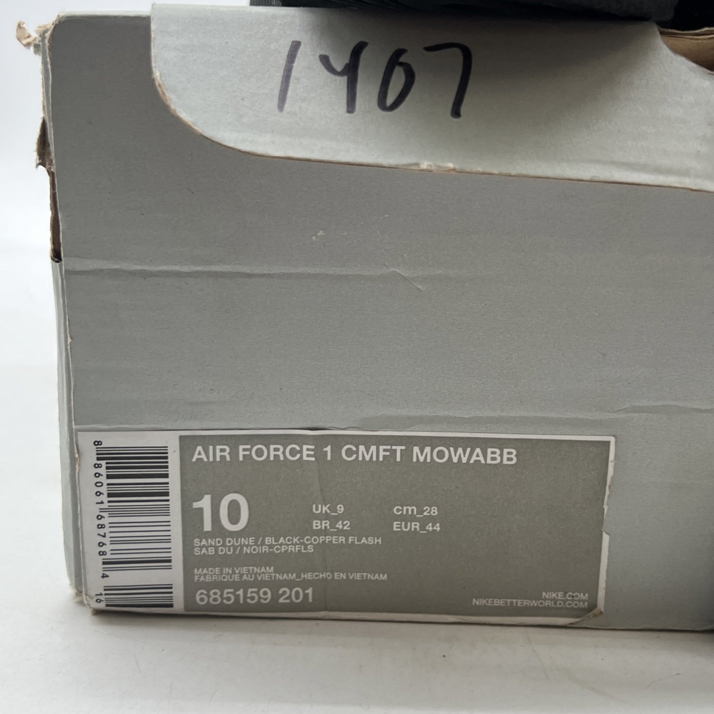 Size 10 - Nike Air Force 1 CMFT Mowabb Brown (658159-201)