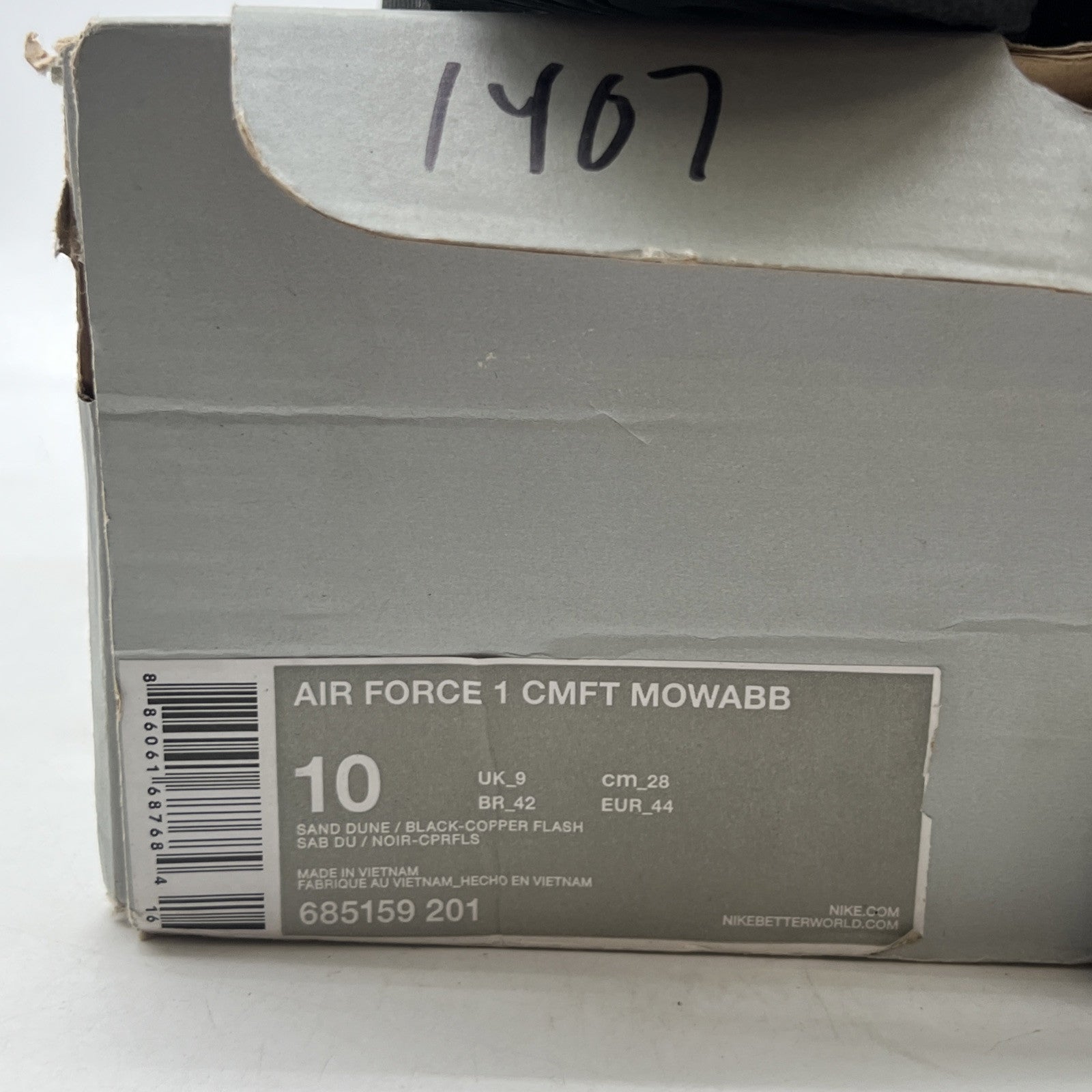 Size 10 - Nike Air Force 1 CMFT Mowabb Brown (658159-201)