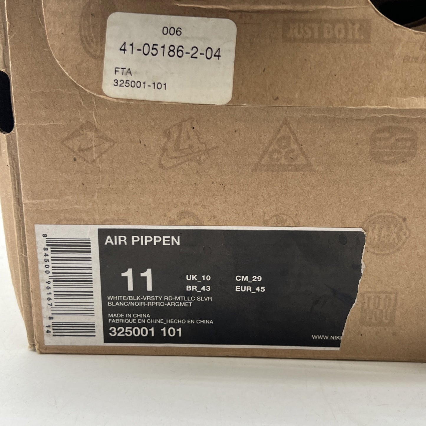 Size 11 - Nike Air Pippen White Black (325001-101)