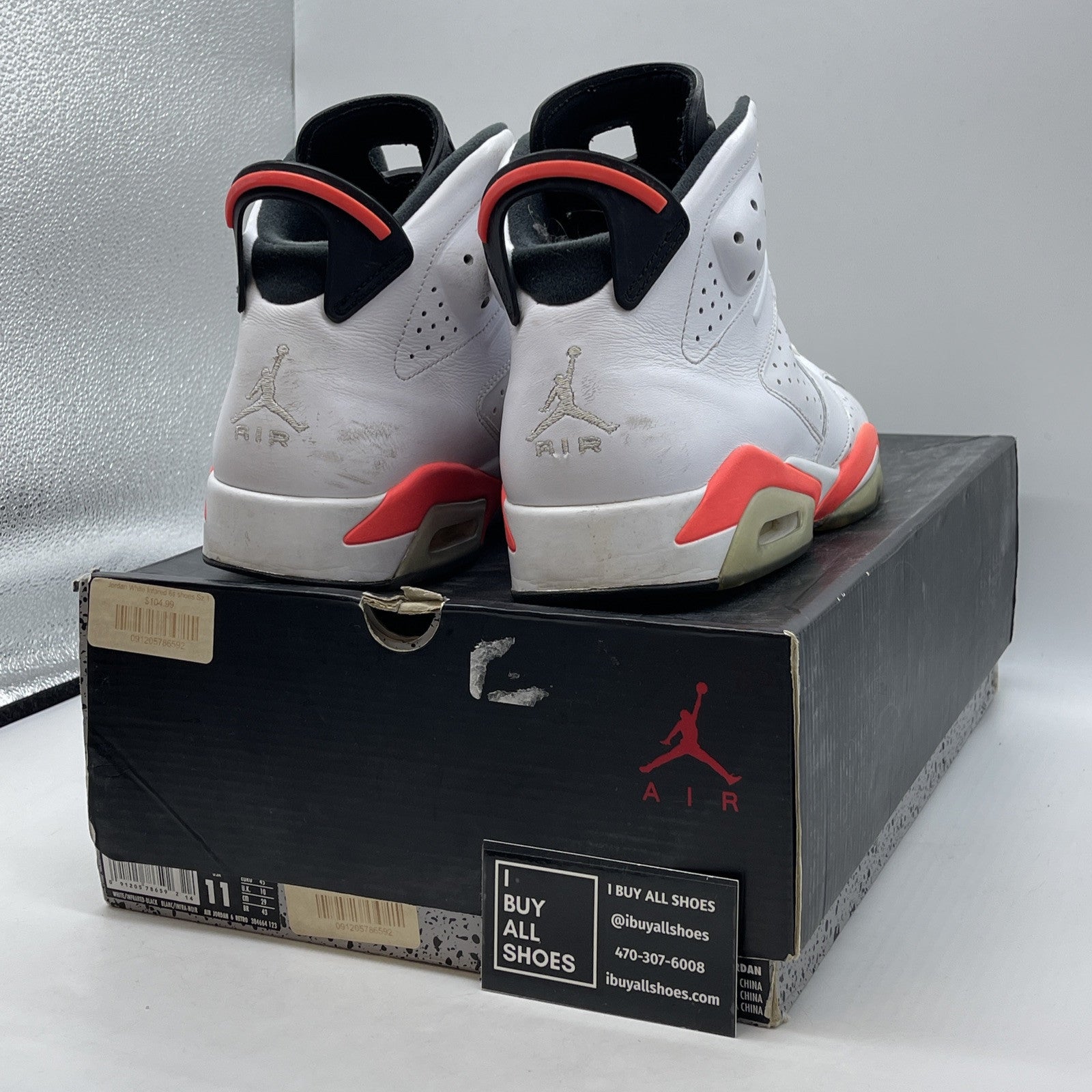 Size 11 - Air Jordan 6 Retro 2014 White Infrared Pink Leather (384664-123)