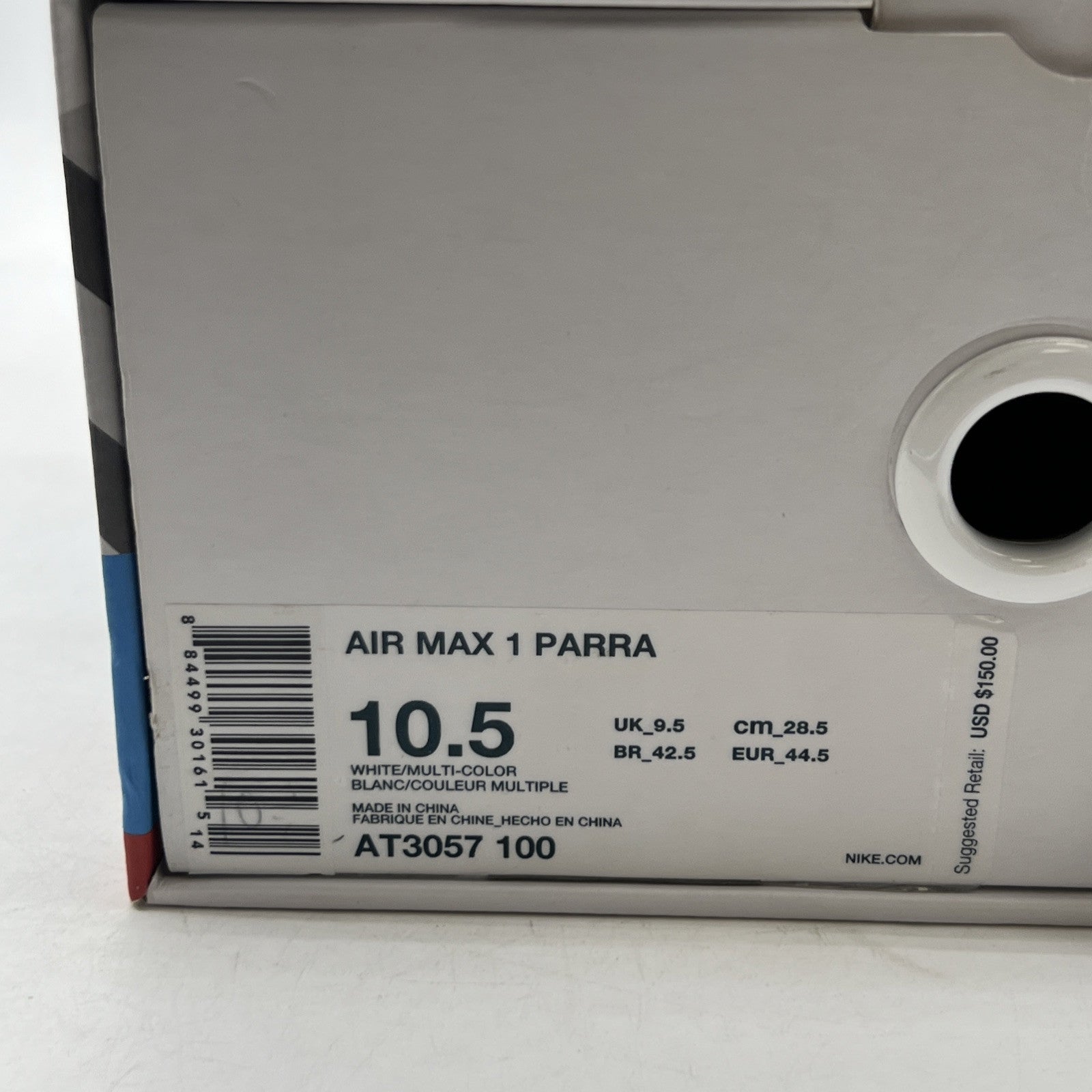 Size 10.5 - Nike Parra x Air Max 1 White (AT3057-100)