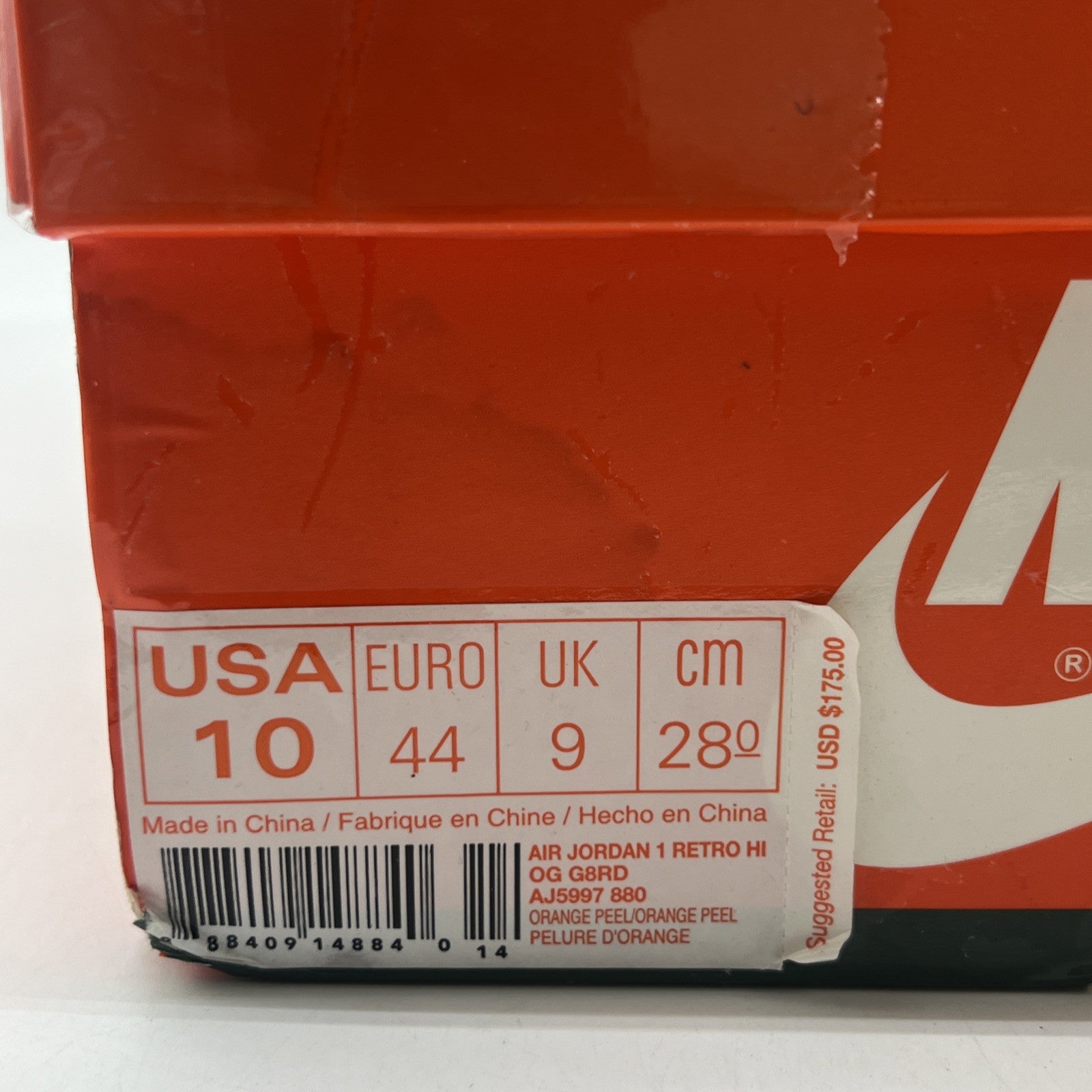 Size 10 - Air Jordan 1 Retro OG G8RD High Orange Peel (AJ5997-880)