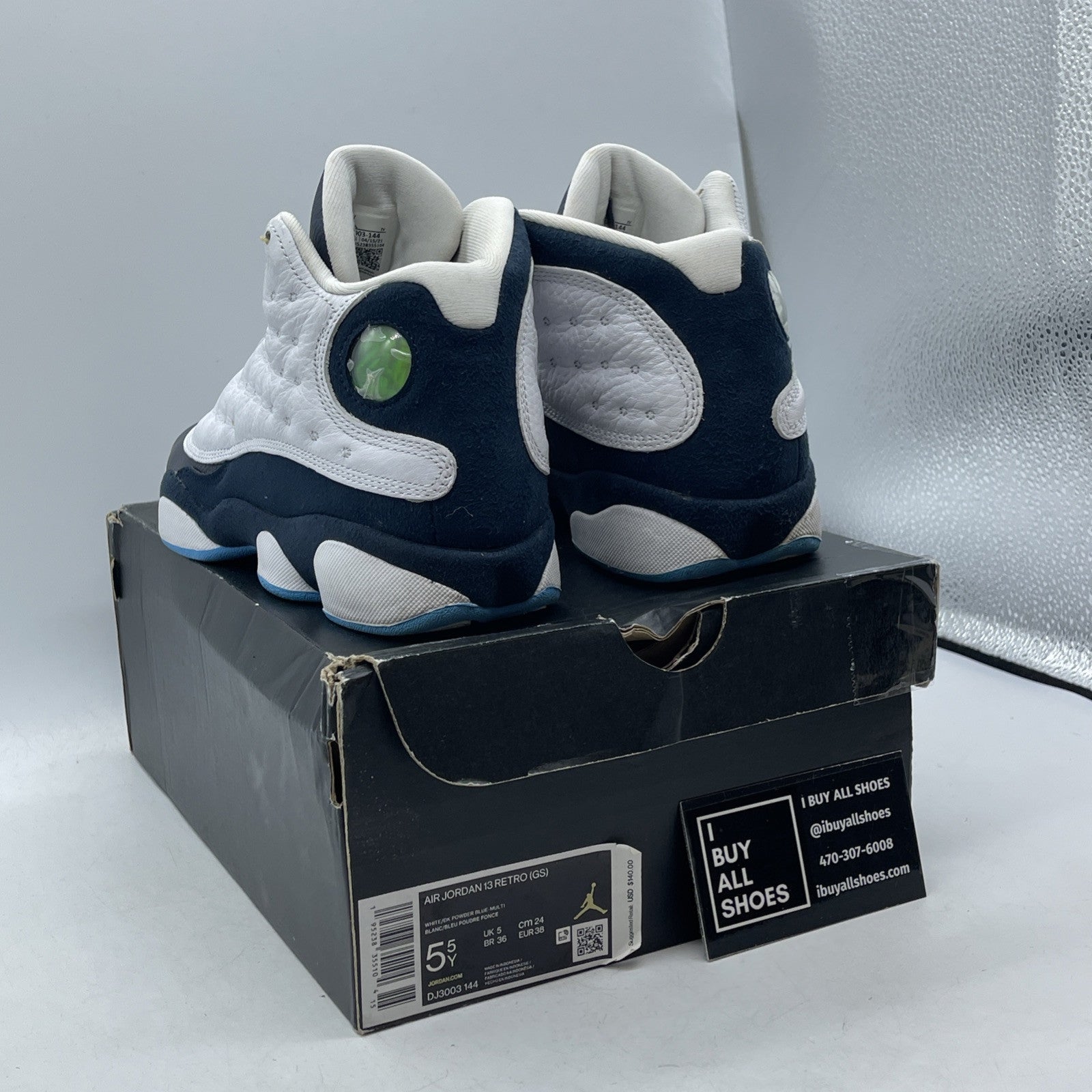 Size 5.5Y - Jordan 13 Retro GS Obsidian Blue White Leather Suede (DJ3003-144)