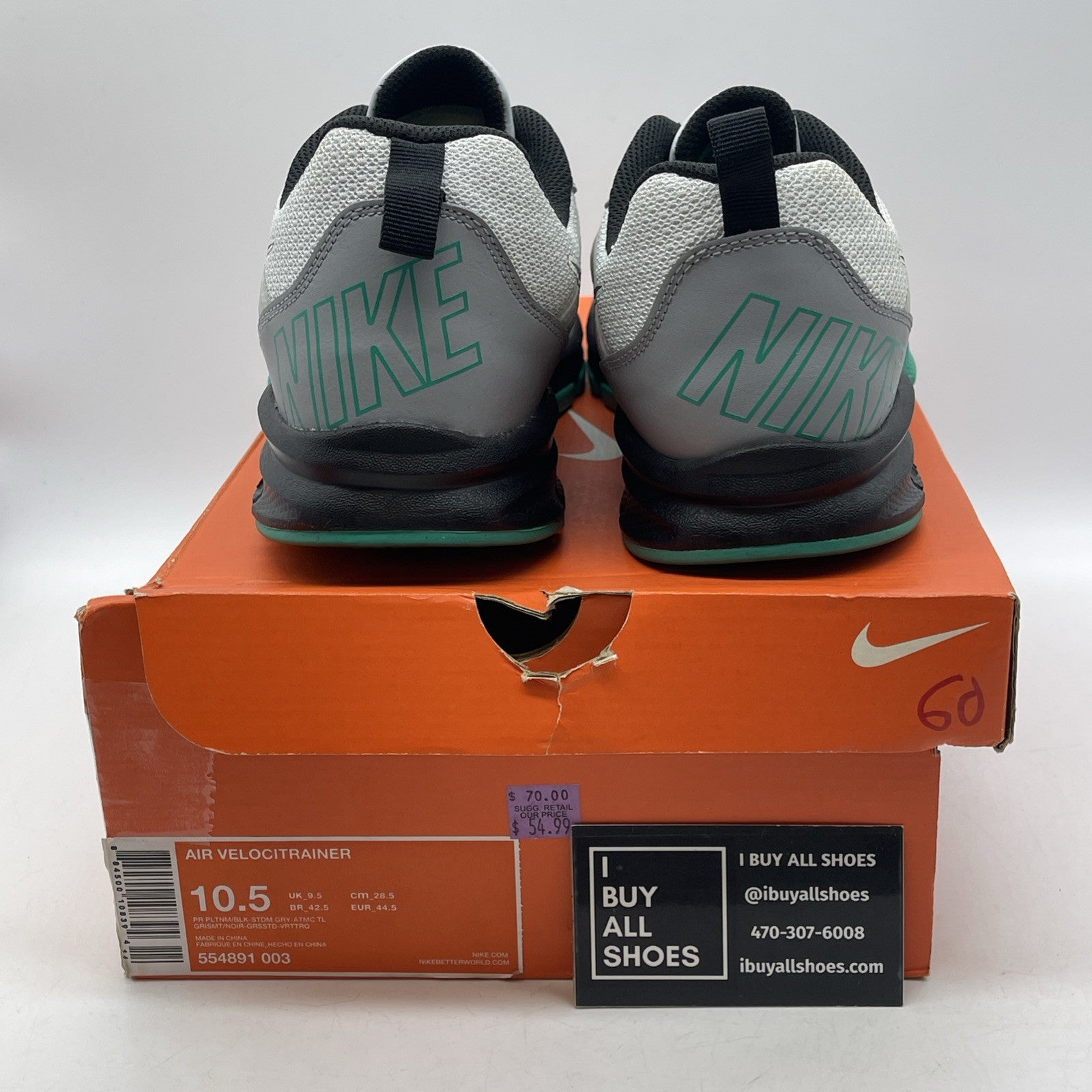 Size 10.5 - Nike Air Velocitrainer Stadium Grey black Green (554891-003)