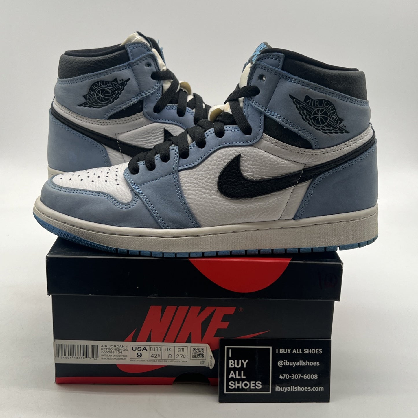 Size 9 - Air Jordan 1 Retro OG High University Blue (555088-134)