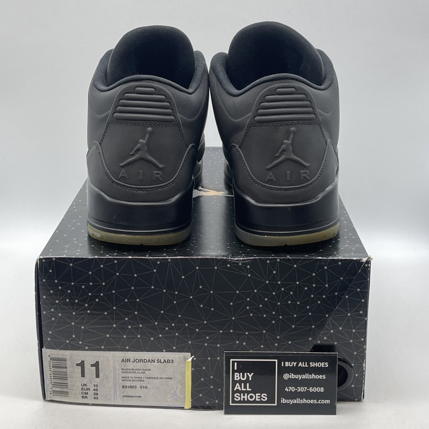 Size 11 - Air Jordan 3 5Lab3 Reflective Black Leather ( 631603-010)
