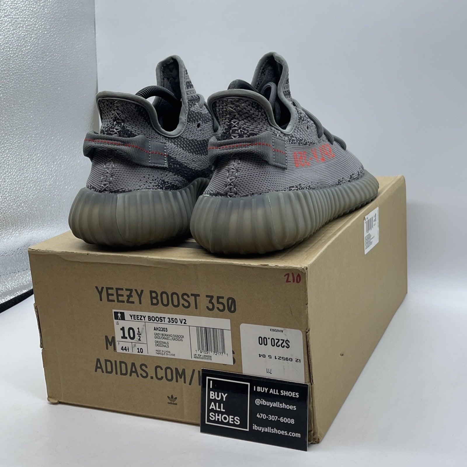 Size 10.5 - adidas Yeezy Boost 350 V2 Low Beluga 2.0 Grey Red Suede (AH2203)