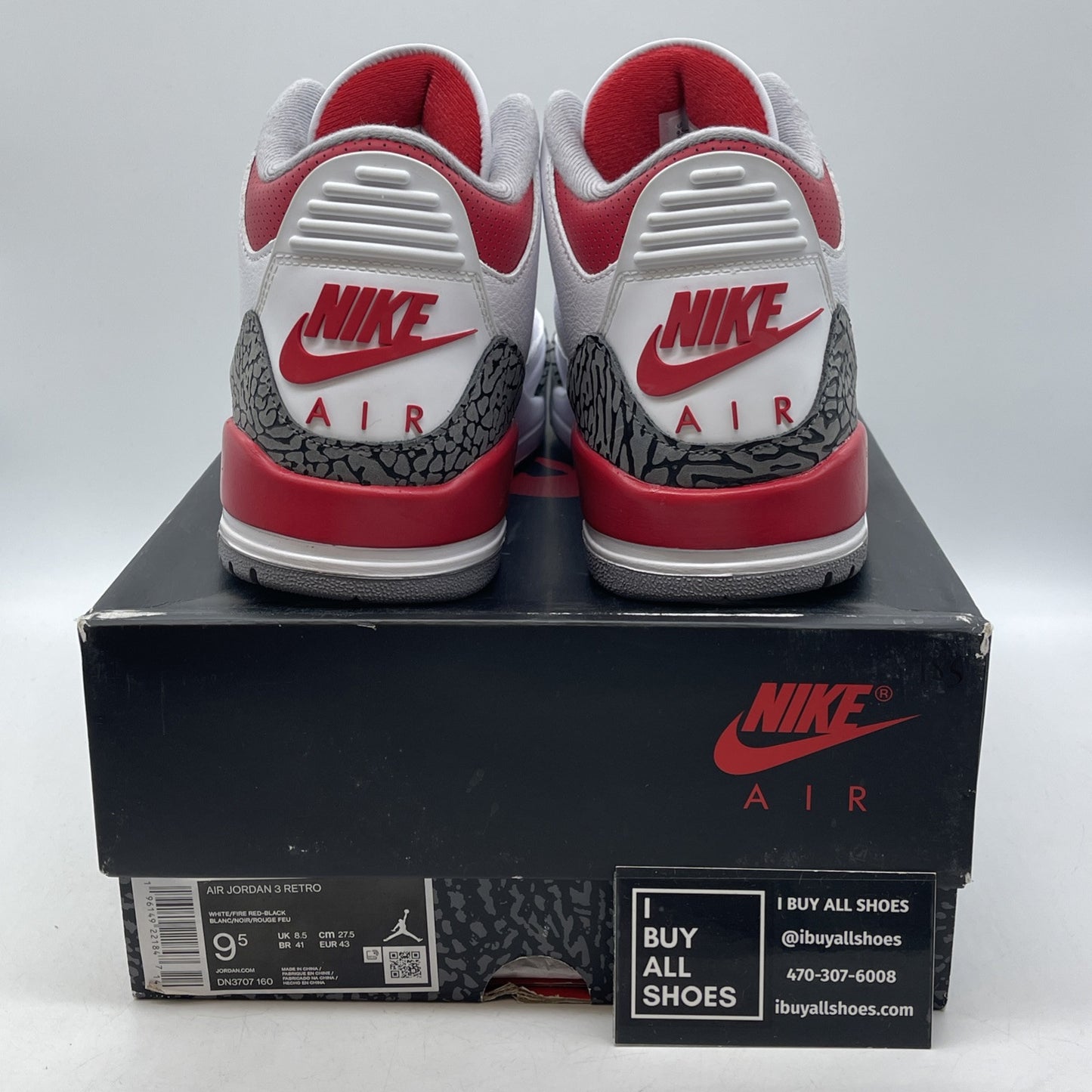 Size 9.5 - Jordan 3 Retro Mid Fire Red White Grey Suede Leather (DN3707-160)