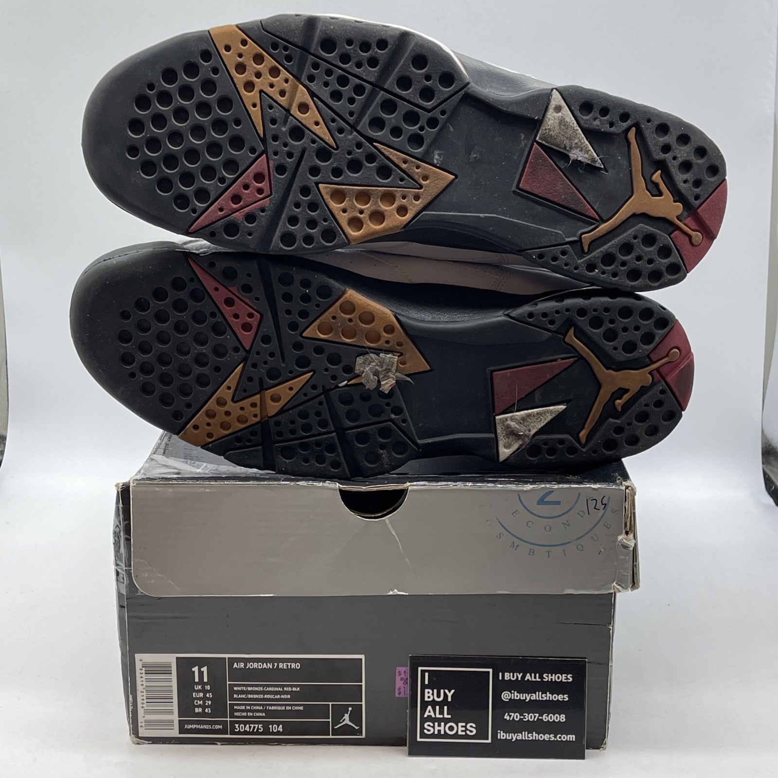 Size 11 - Air Jordan 7 Retro 2011 Cardinal White Black Red Leather (304775-104)