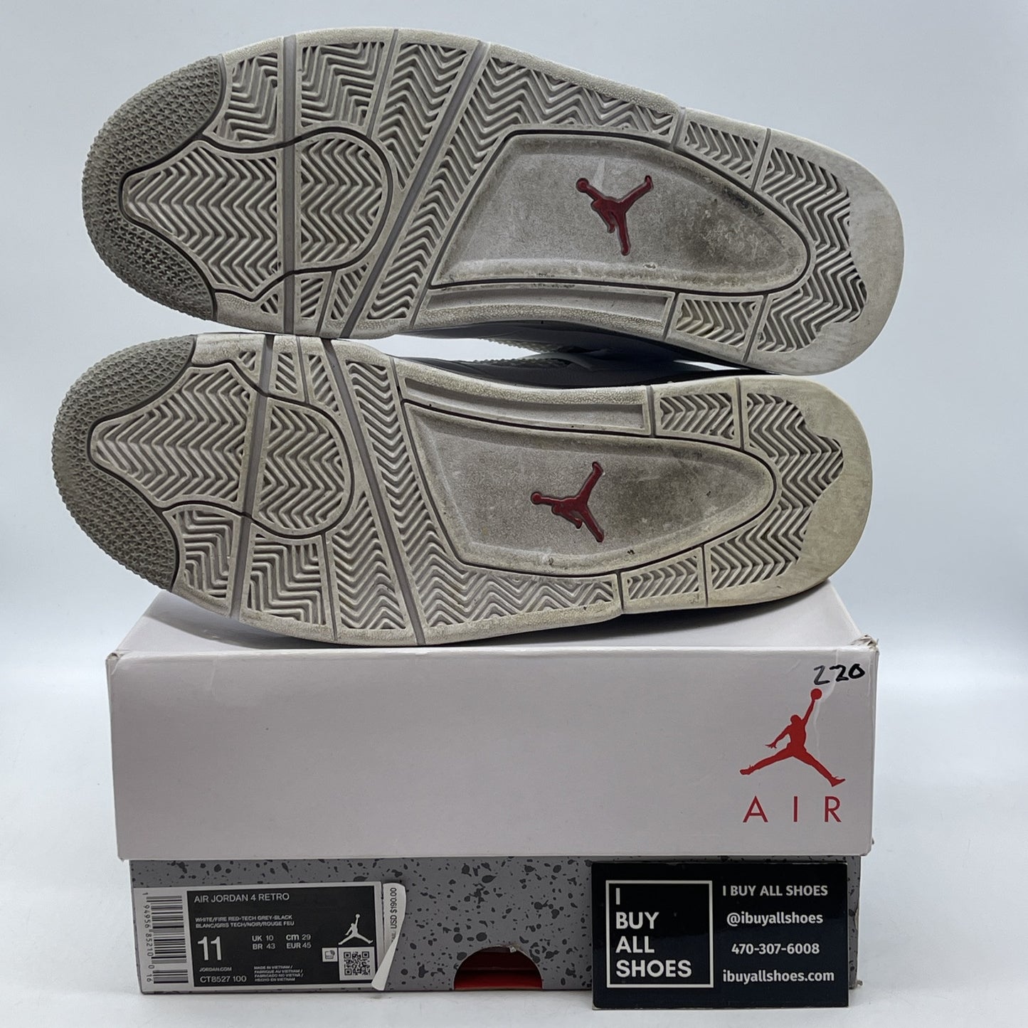 Size 11 - Jordan 4 Retro Mid White Oreo Grey Red Leather (CT8527-100)