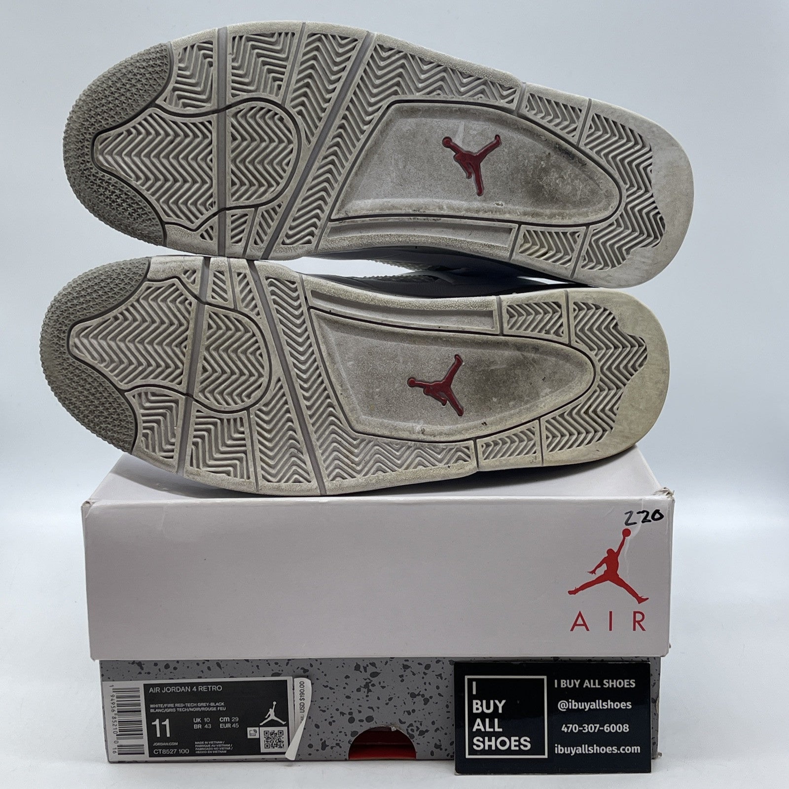 Size 11 - Jordan 4 Retro Mid White Oreo Grey Red Leather (CT8527-100)