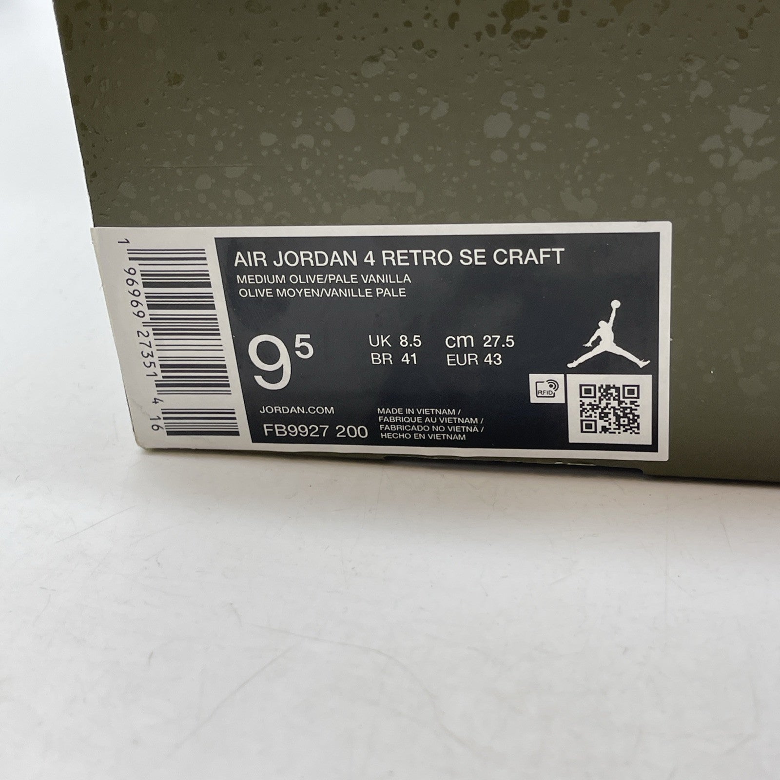 Size 9.5 - Jordan 4 SE Retro Low Craft - Olive Black Suede Leather (FB9927-200)
