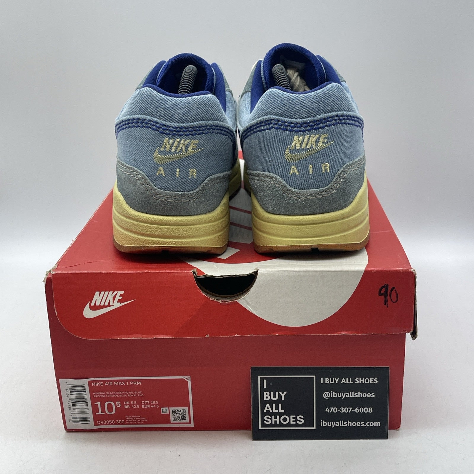 Size 10.5 - Nike Air Max 1 Premium Dirty Denim Blue Suede (DV3050-300(