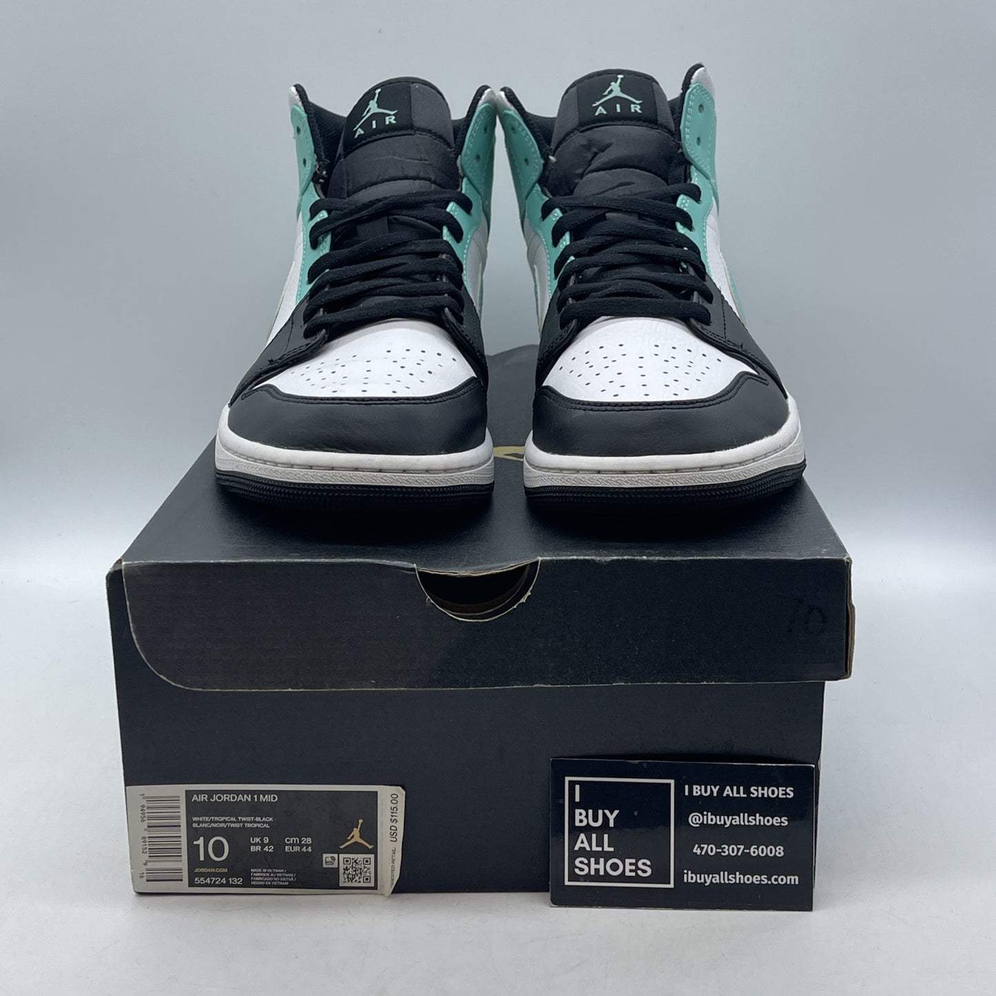Size 10 - Air Jordan 1 Mid Tropical Twist Blue White Leather (554724-132)