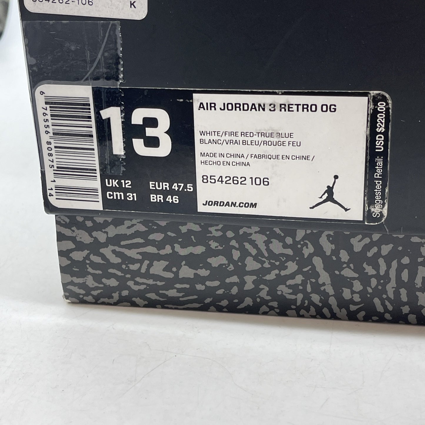Size 13 - Jordan 3 Retro OG Mid True Blue White Grey Suede Leather (854262-106)