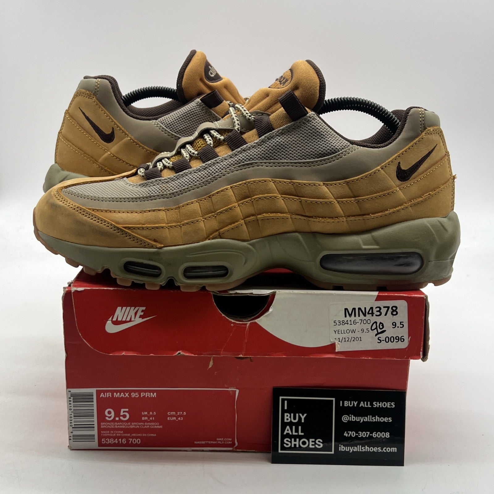 Size 9.5 - Nike Air Max 95 Premium Wheat (538416-700)