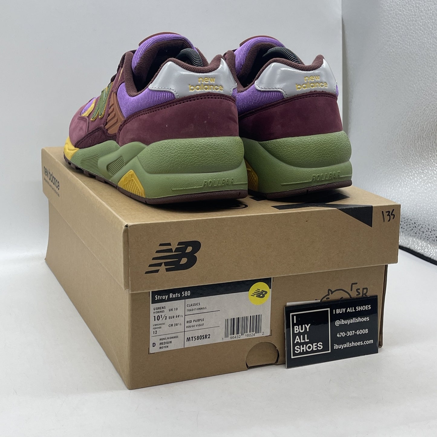 Size 10.5 - New Balance Stray Rats x 580 Tribute to 2007 - Burgundy (MT580SR2)