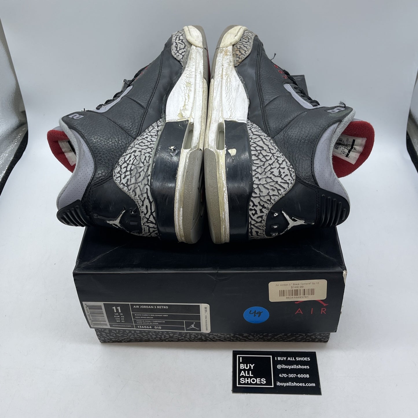 Size 11 - Jordan 3 Retro release 2011 Black Grey Suede (136064-010)