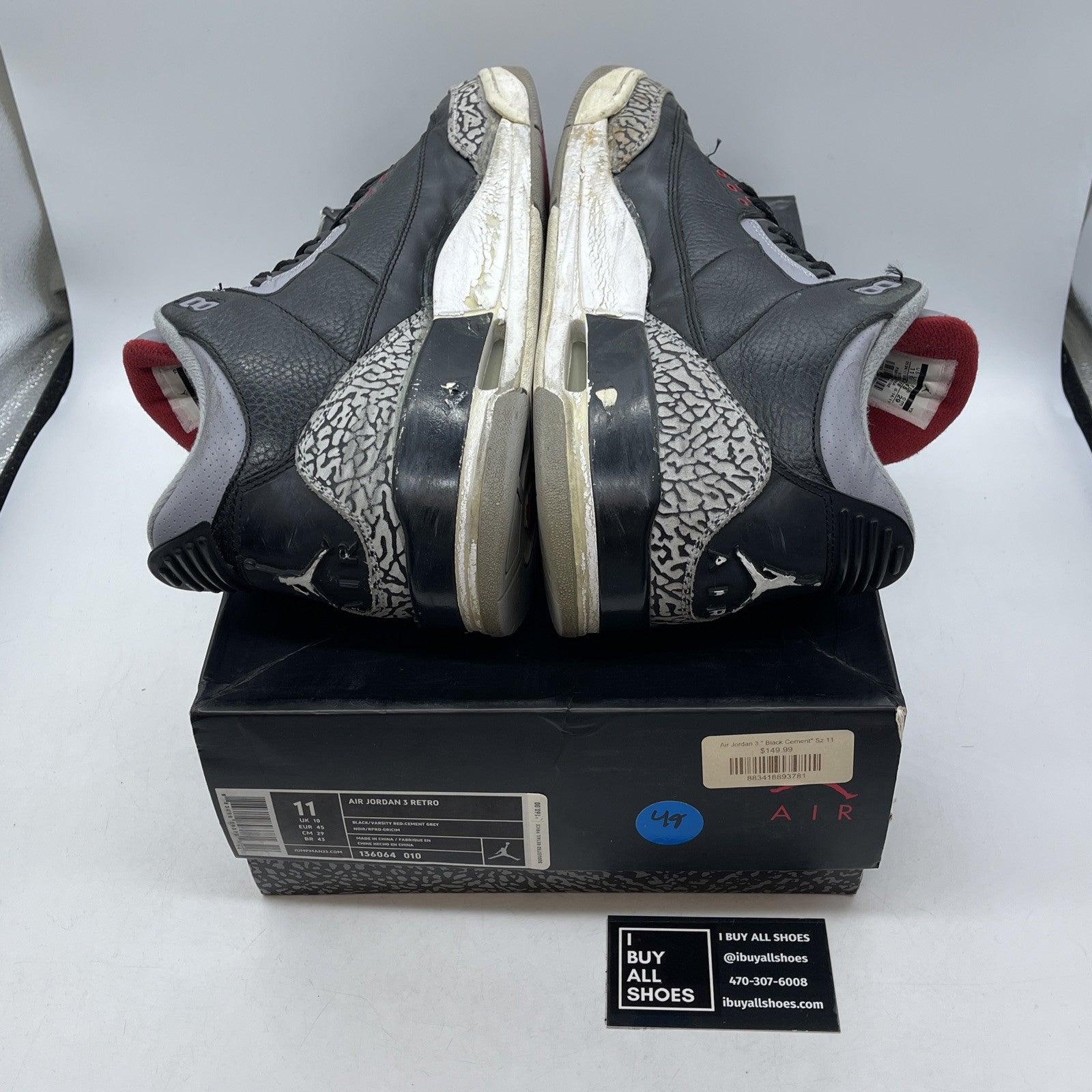 Size 11 - Jordan 3 Retro release 2011 Black Grey Suede (136064-010)