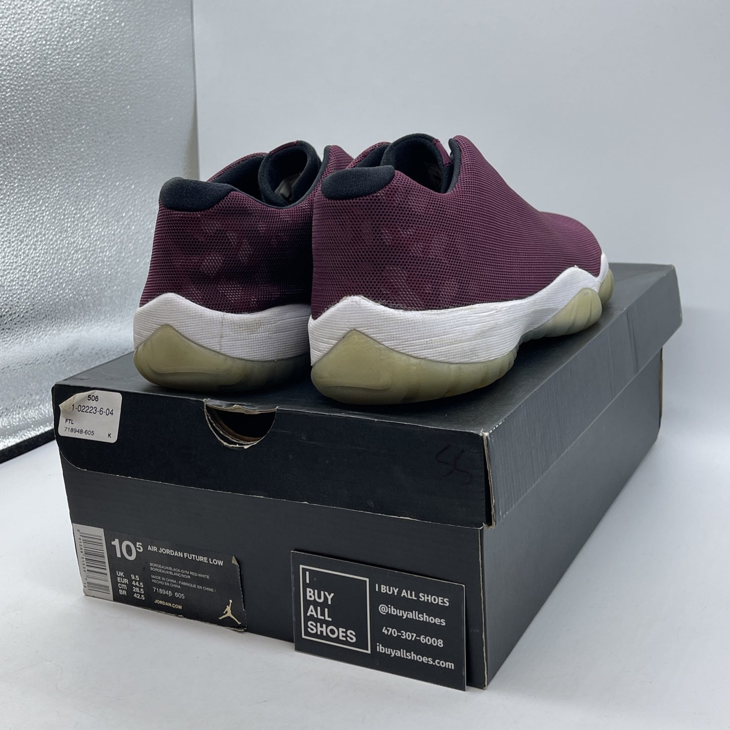 Size 10.5 - Air Jordan Future Low Bordeaux Camo Black Suede (718948-605)