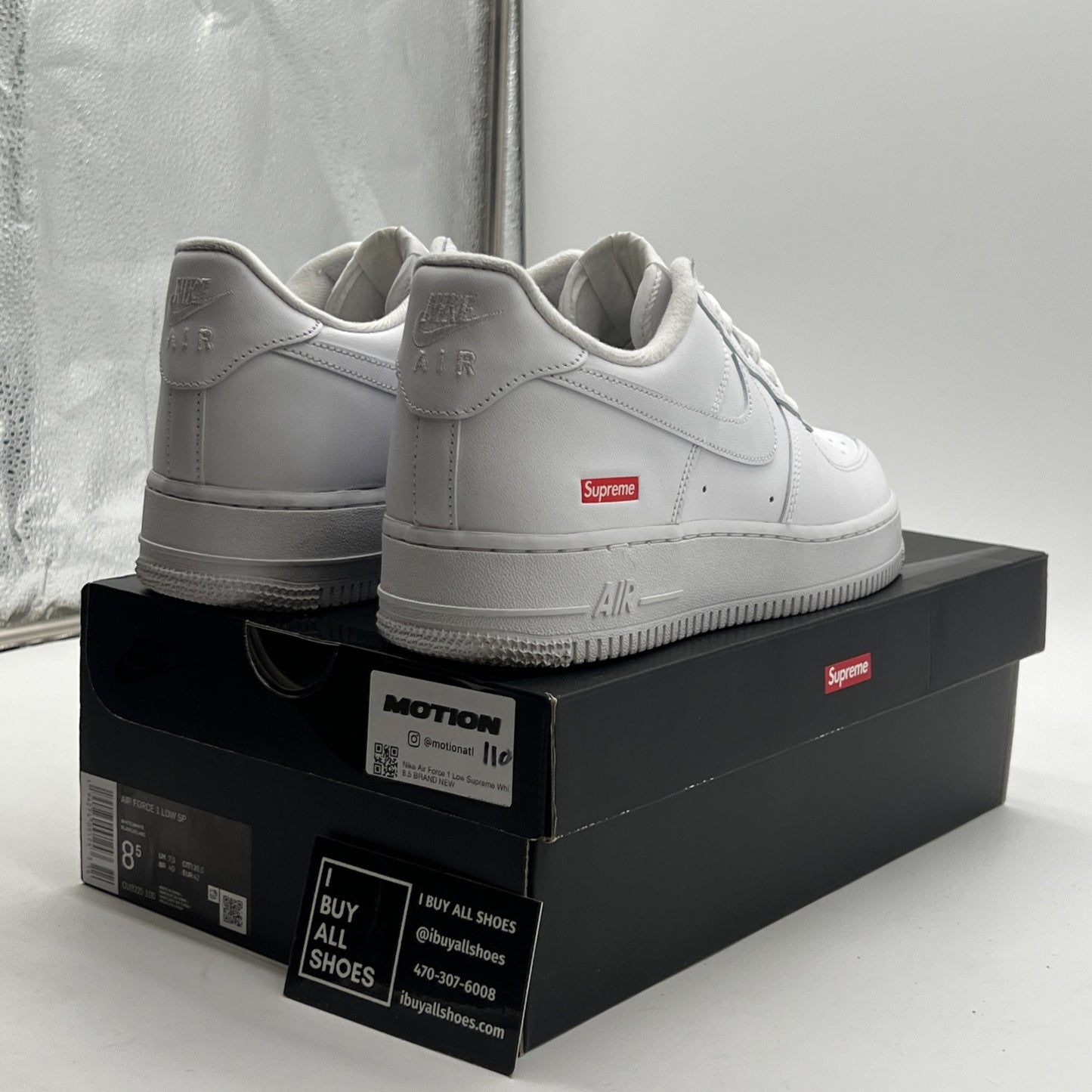 Size 8.5 - Nike Air Force 1 x Supreme Low Box Logo - White (CU9225-100)