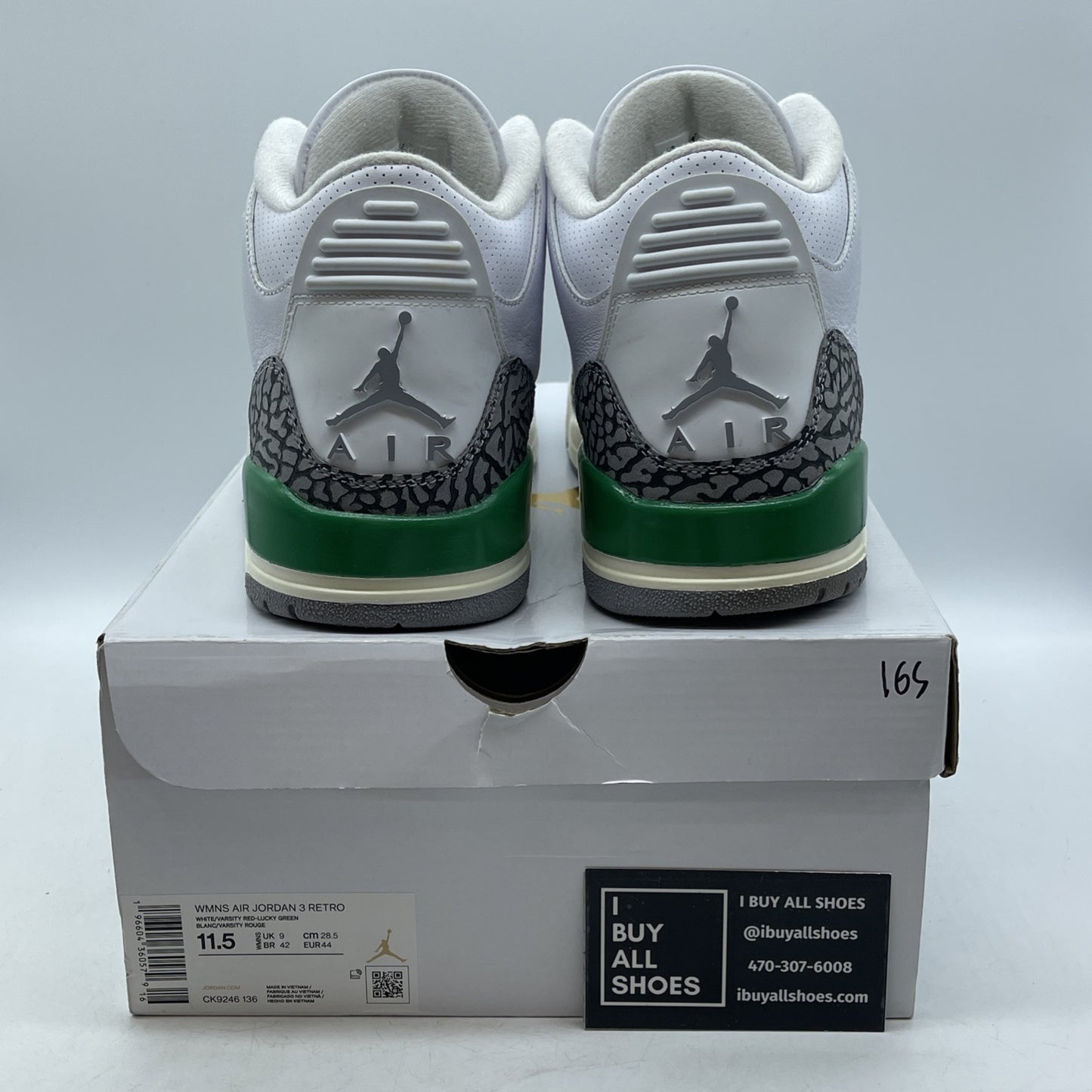 Size 11.5 - Nike Air Jordan 3 Retro Lucky Green White Grey. Suede (CK9246-136)
