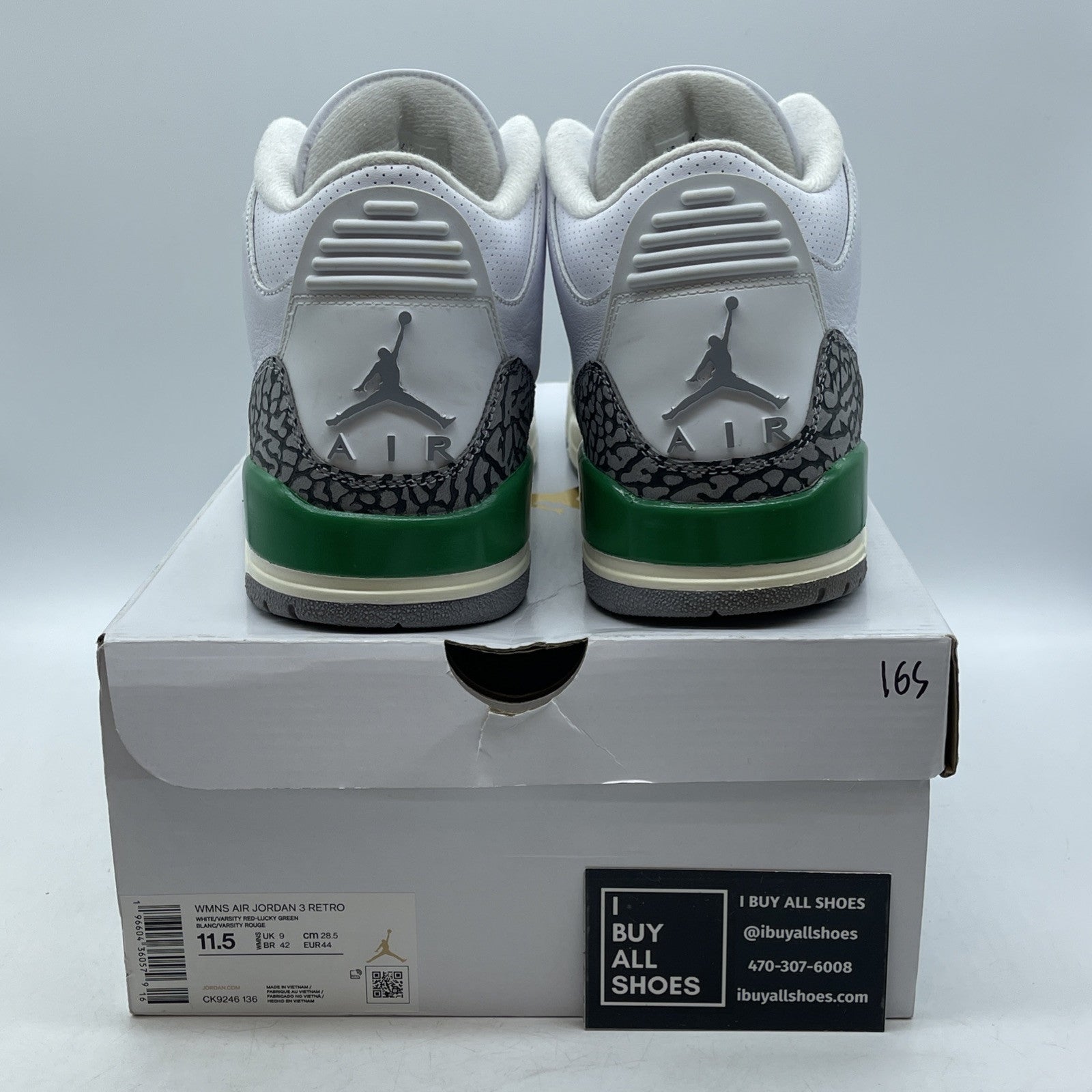 Size 11.5 - Nike Air Jordan 3 Retro Lucky Green White Grey. Suede (CK9246-136)