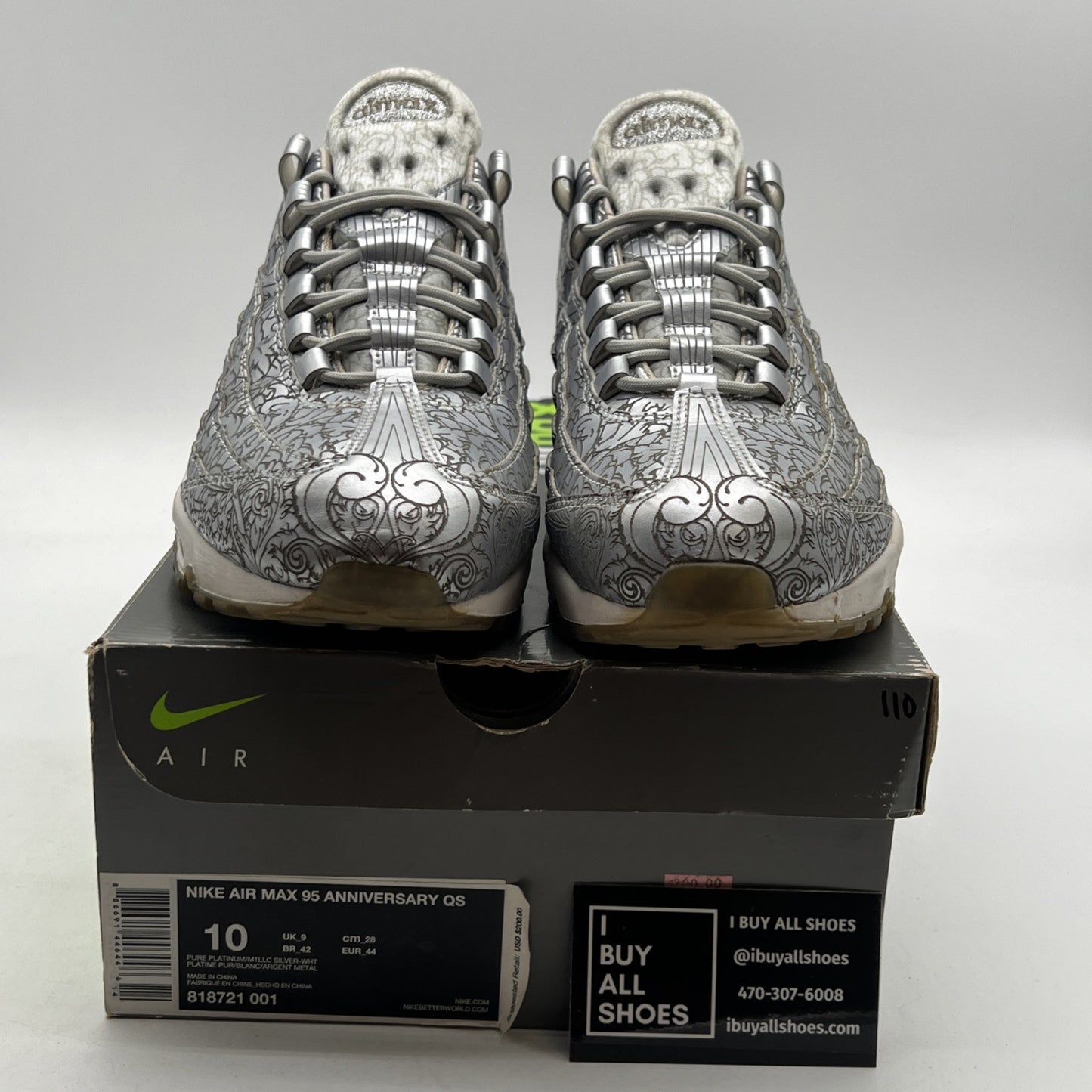 Size 10 - Nike Air Max 95 20th Anniversary Pure Platinum (818721-001)