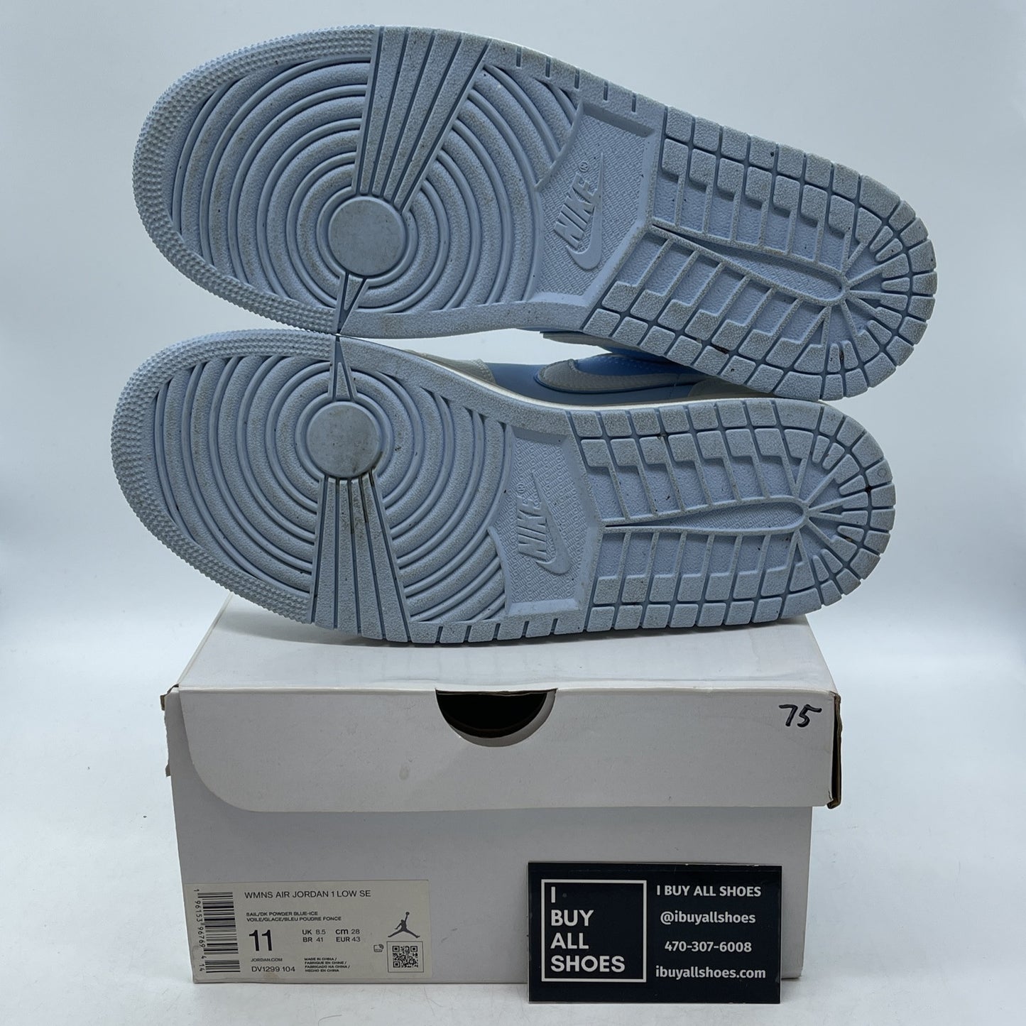 Size 11 - Jordan 1 Low SE Reverse Ice Blue White Suede Leather (DV1299-104)