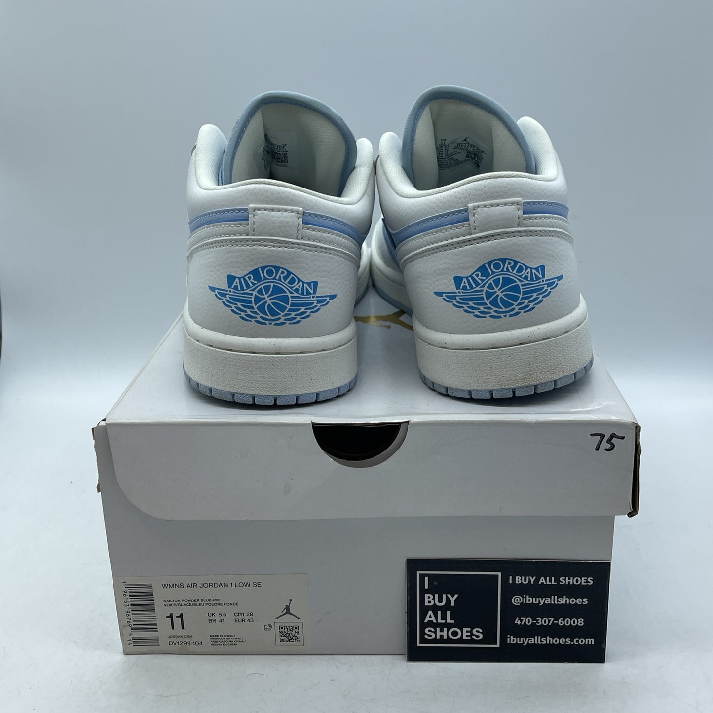 Size 11 - Jordan 1 Low SE Reverse Ice Blue White Suede Leather (DV1299-104)