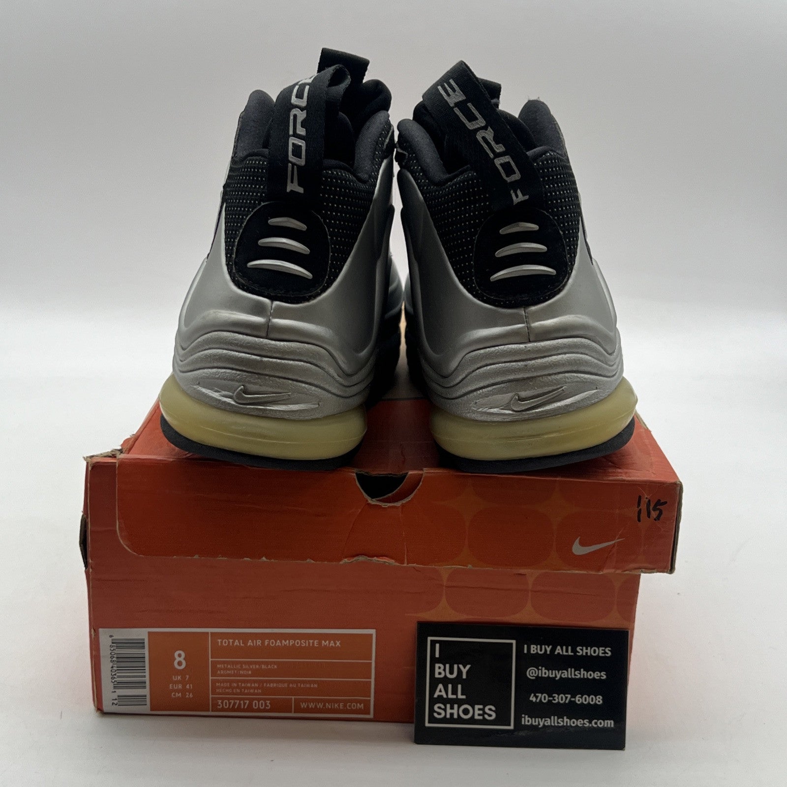 Size 8 - Nike Total Air Foamposite Max Silver 1998 OG Tim Duncan (307717-003)
