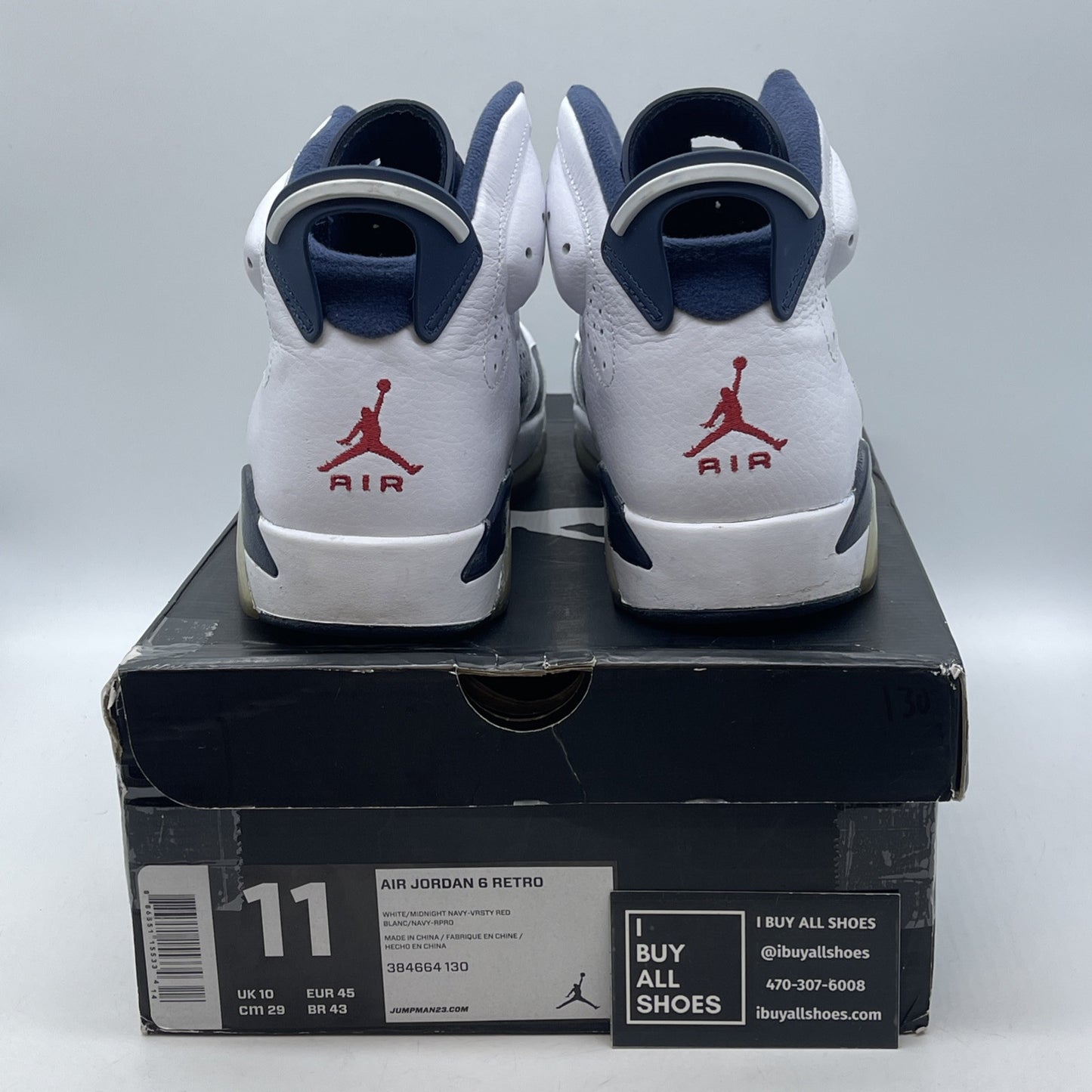 Size 11 - Air Jordan 6 Retro 2012 Olympic White Blue Leather (384664-130)