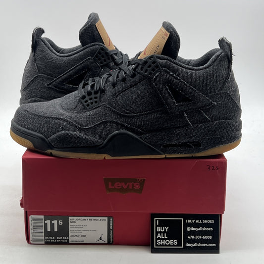 Size 11.5 - Levi's x Air Jordan 4 Retro Black Denim (AO2571-001)