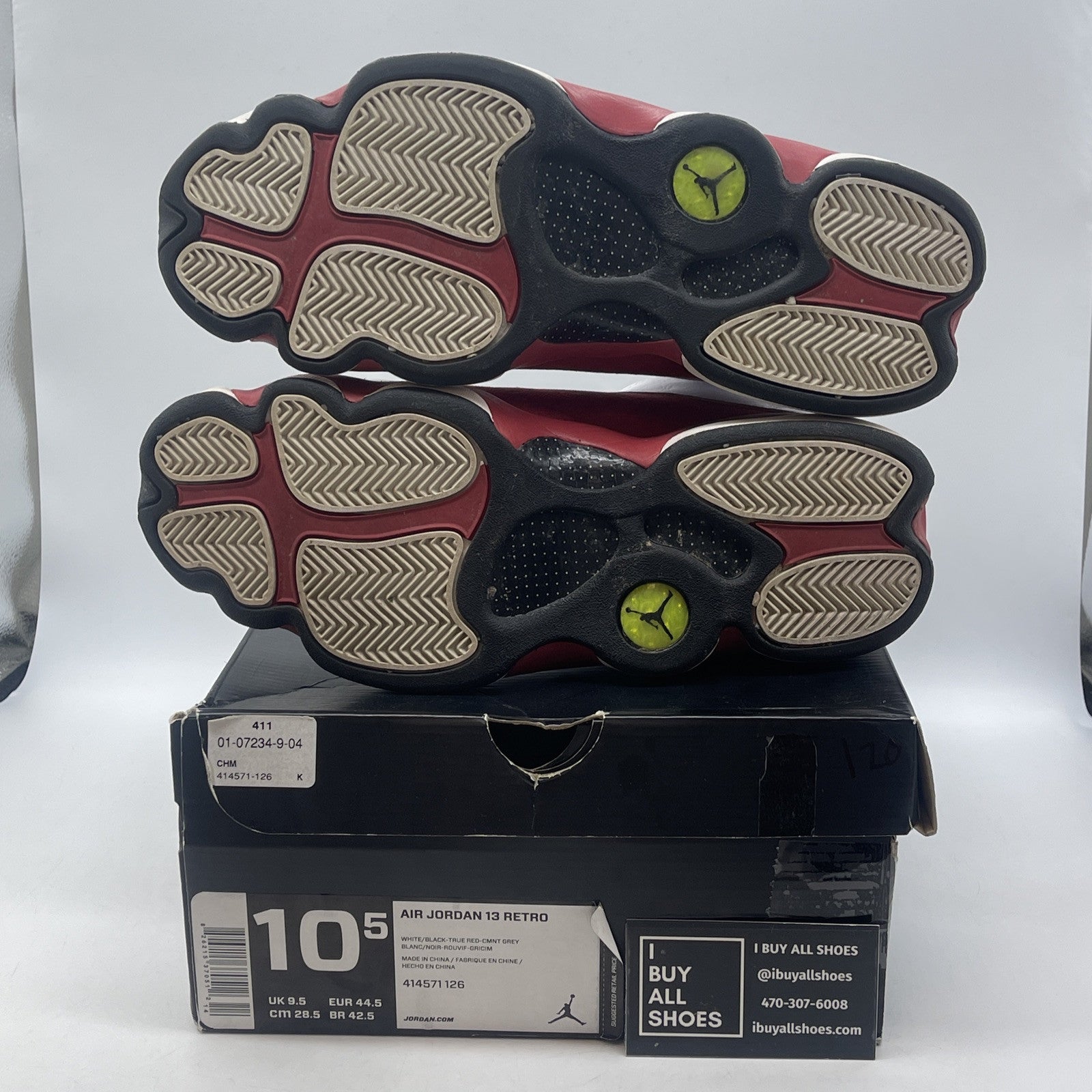 Size 10.5 - Air Jordan 13 Retro 2014 Grey Toe White Red Suede (414571-126)