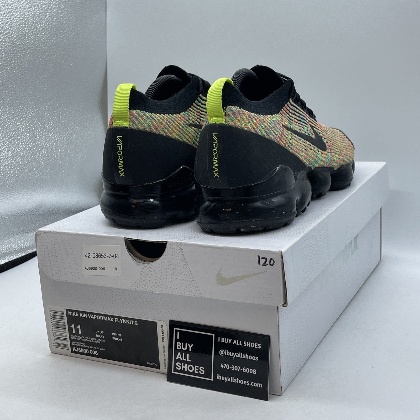 Size 11 - Nike Air VaporMax Flyknit 3 Multi-Color Suede Leather (AJ6900-006)