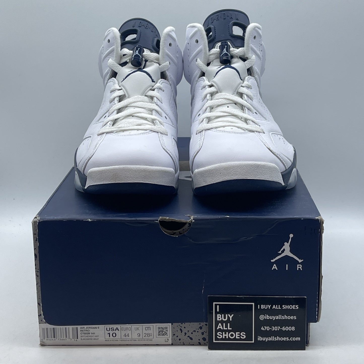 Size 10 - Jordan 6 Retro Midnight Navy White Leather Suede (CT8529-141)